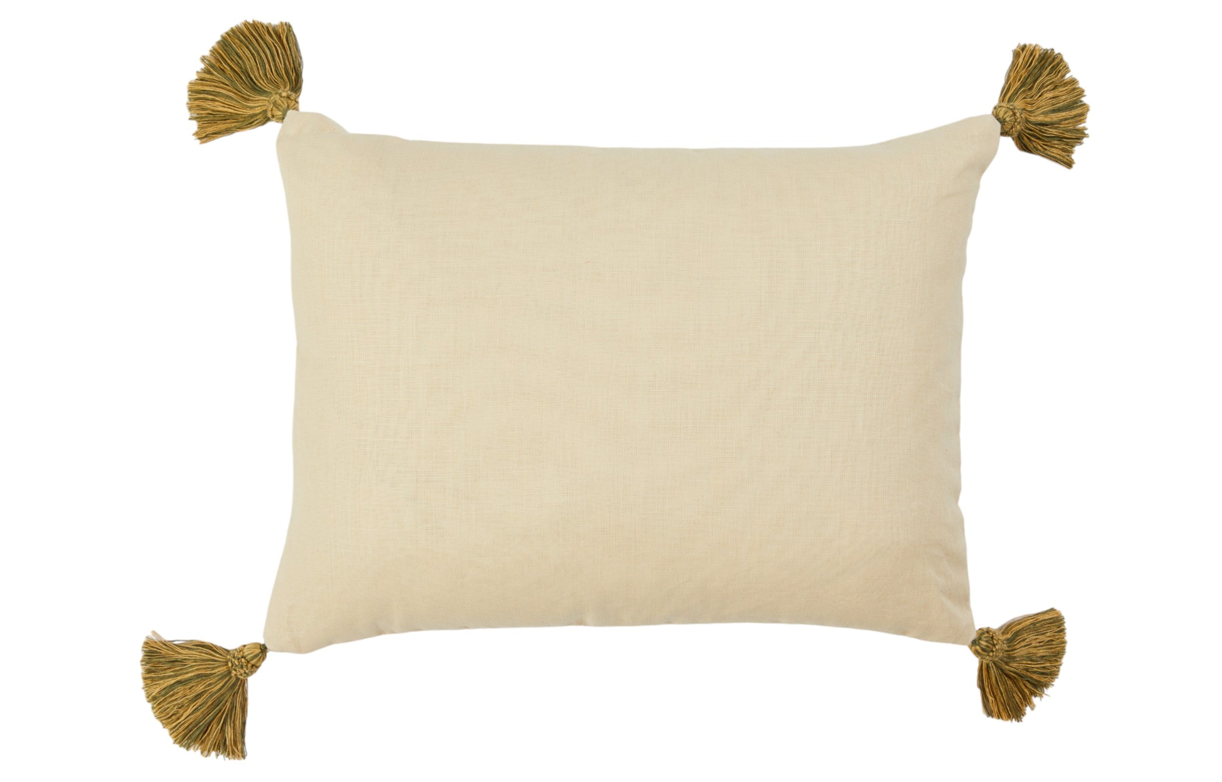 A Cushion made from an Embroidered Ottoman Fragment with Antique Braid and Corner Tassels