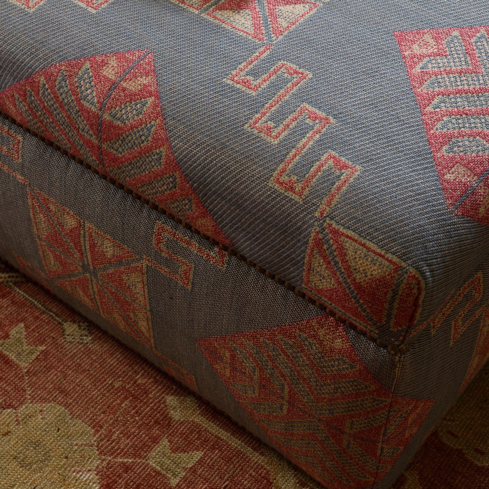 The Square Stool In Chartwell Weave Blue