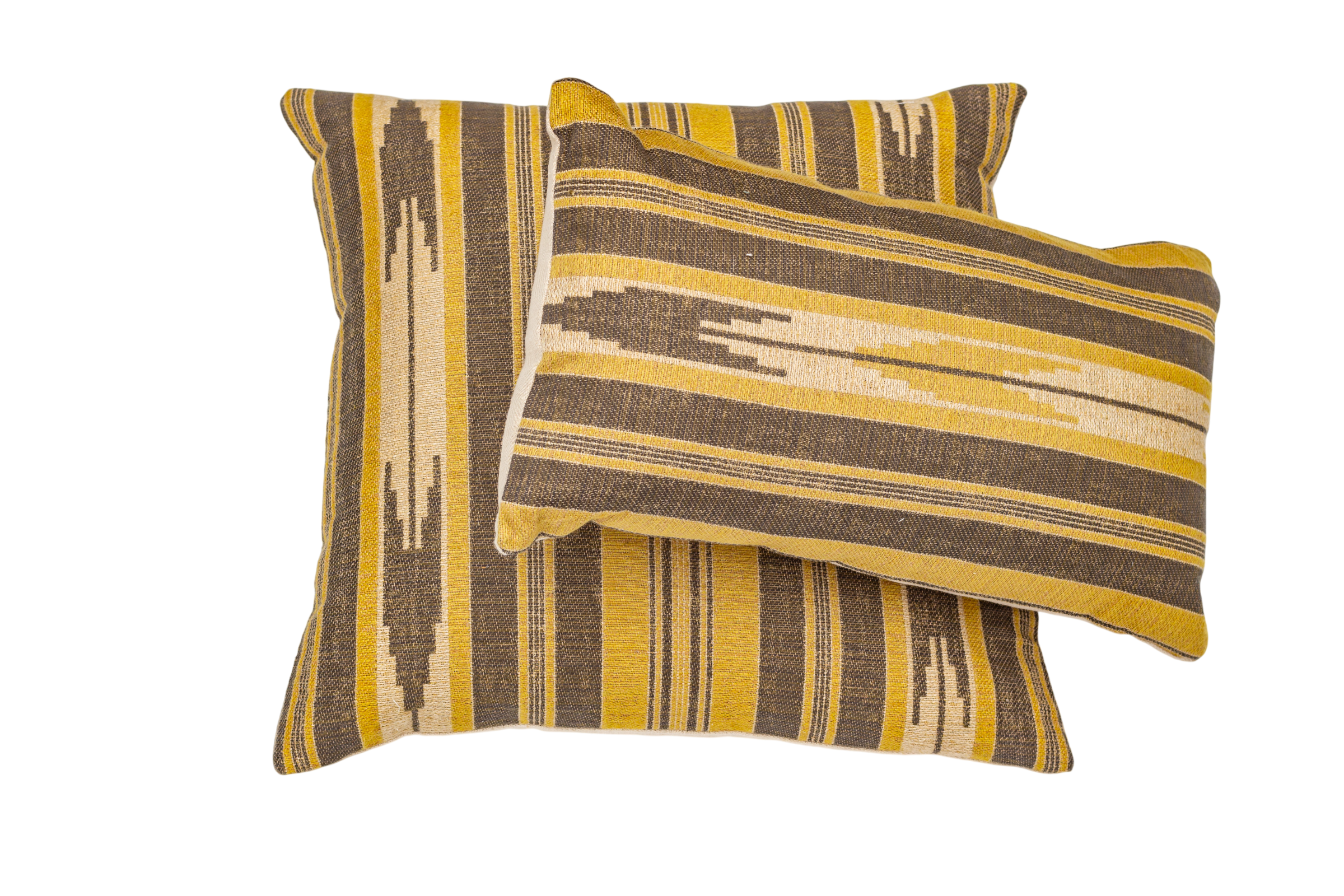 A Large Square Cushion in Oulton Stripe Citrine