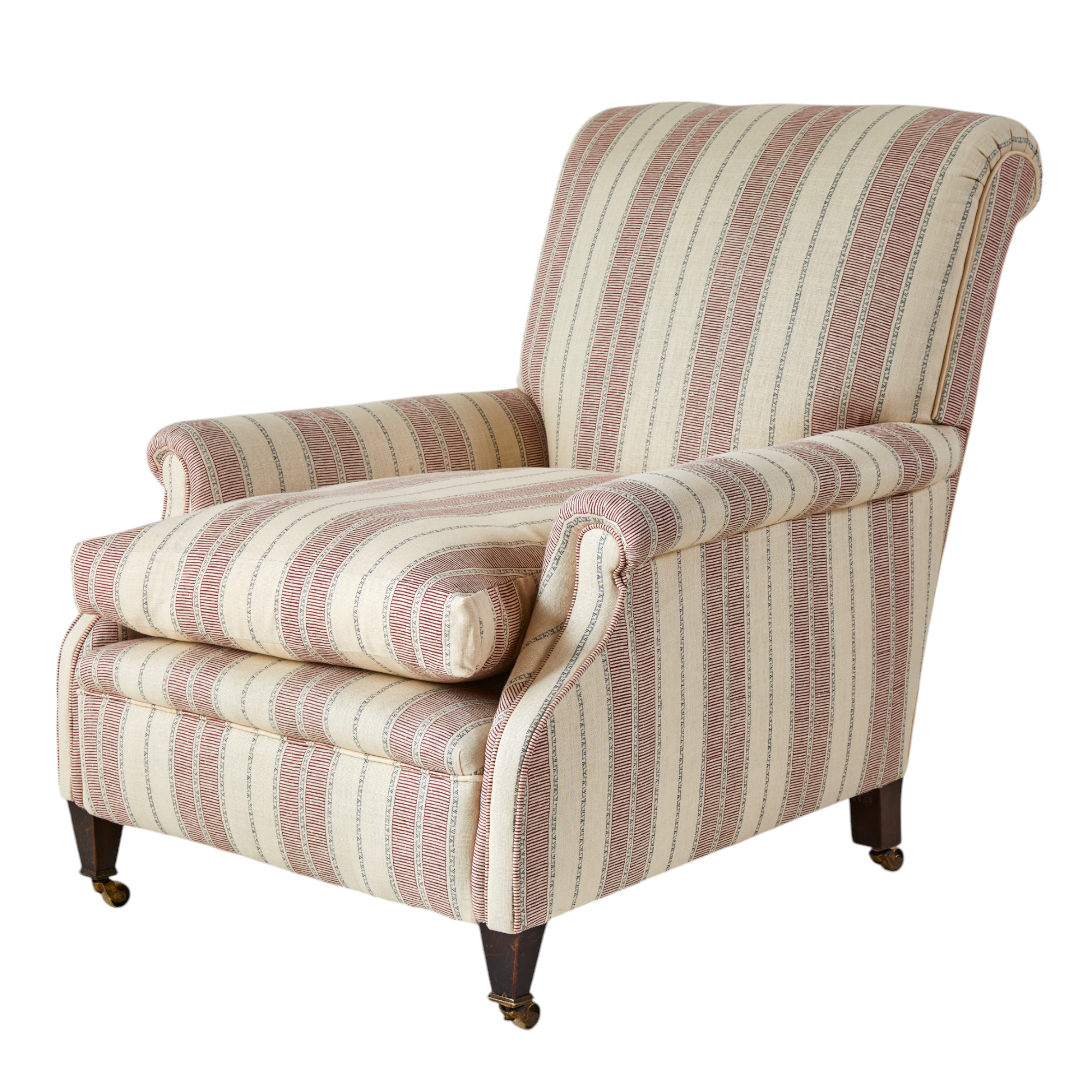 A 19th Century Armchair upholstered in Flora Soames Sifnos linen in Garnet