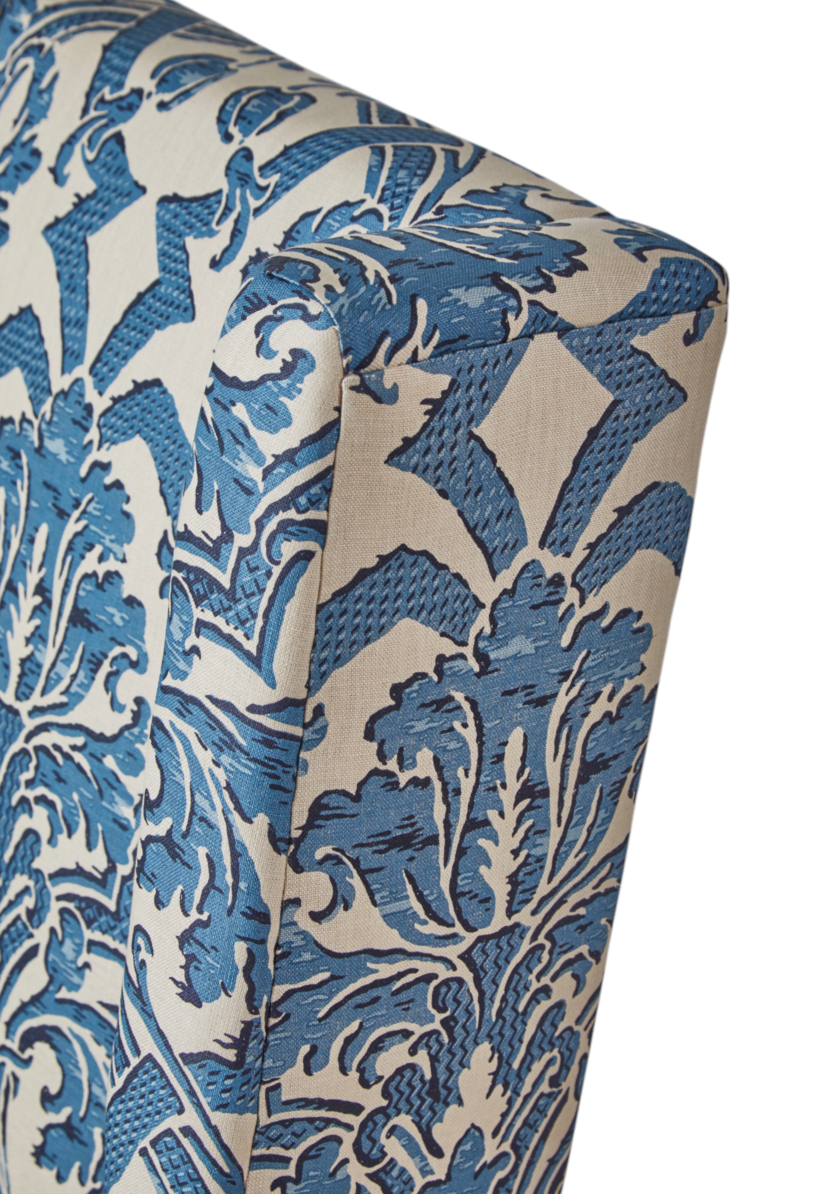 A Small 19th Century Wingback Armchair upholstered in China Blue Stockton Linen - LIVE AUCTION