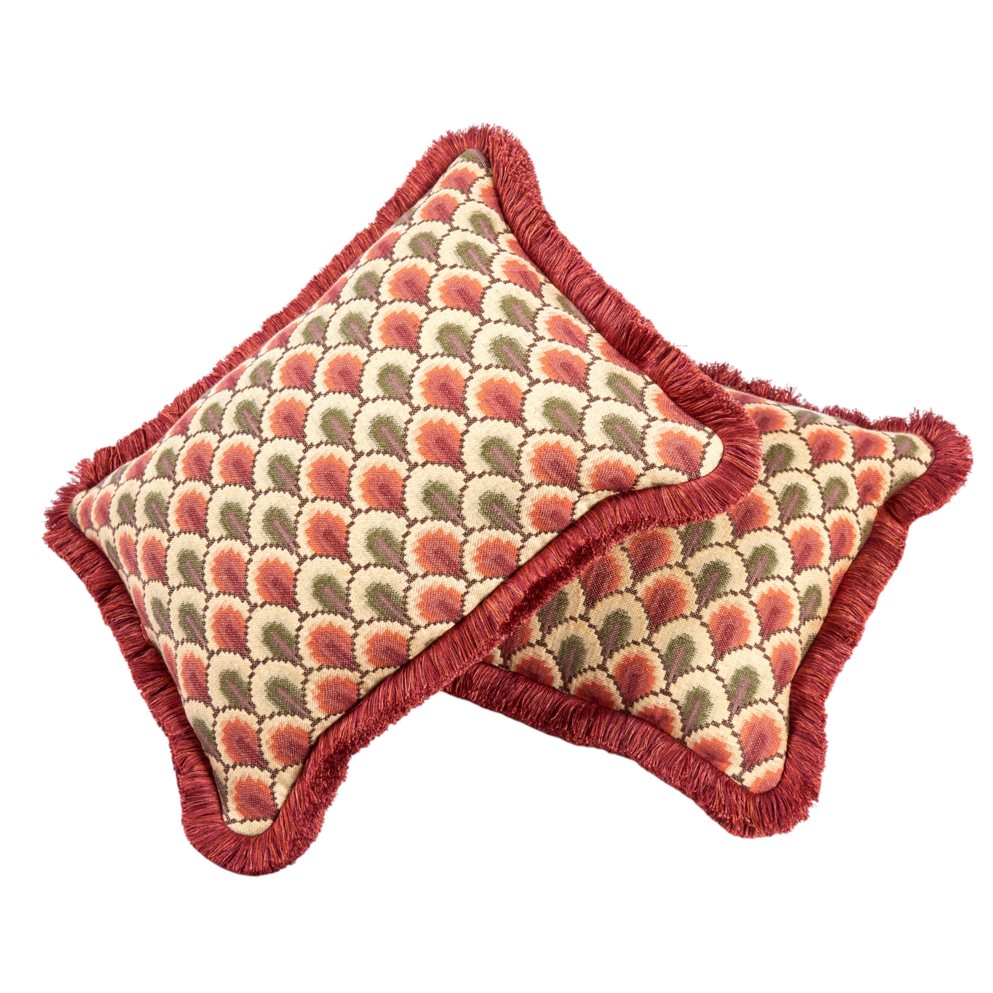 Walsingham Weave Ochre Cushion with a Brush Fringe