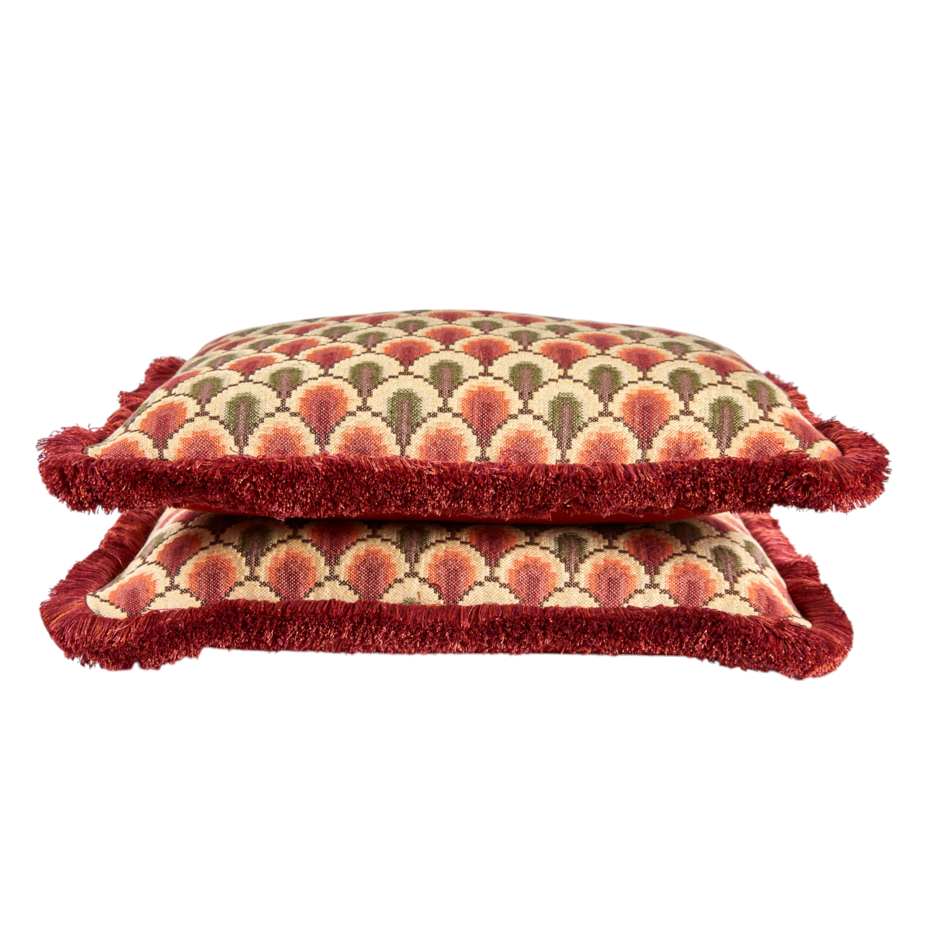 Walsingham Weave Ochre Cushion with a Brush Fringe