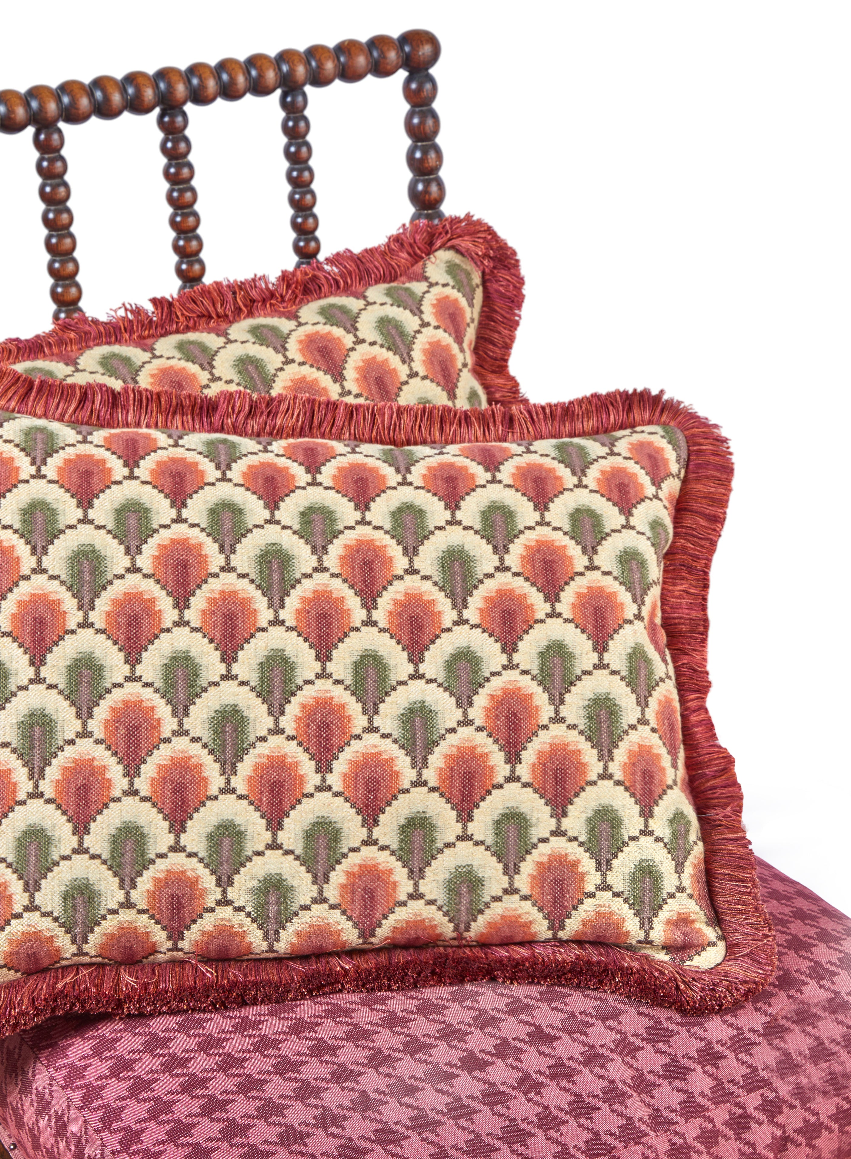 Walsingham Weave Ochre Cushion with a Brush Fringe
