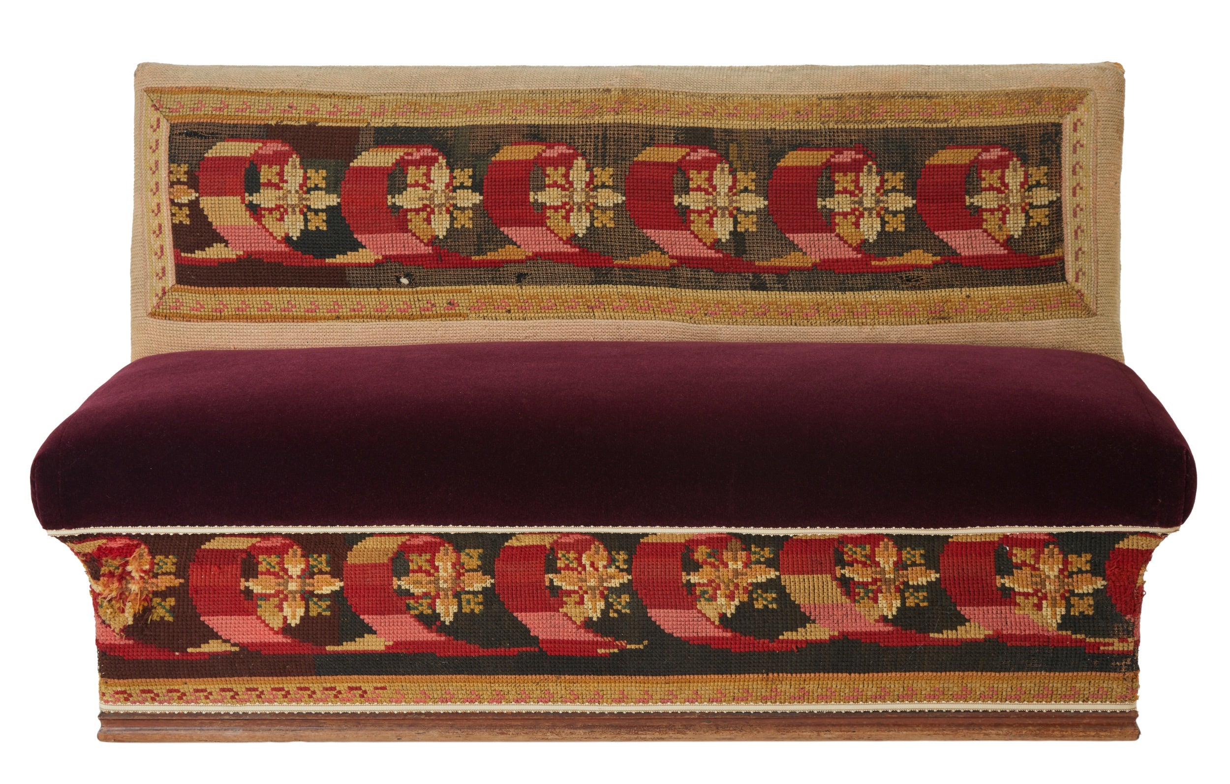 An Early 19th Century Ottoman Sofa with a Needlework and Mohair Velvet Upholstery