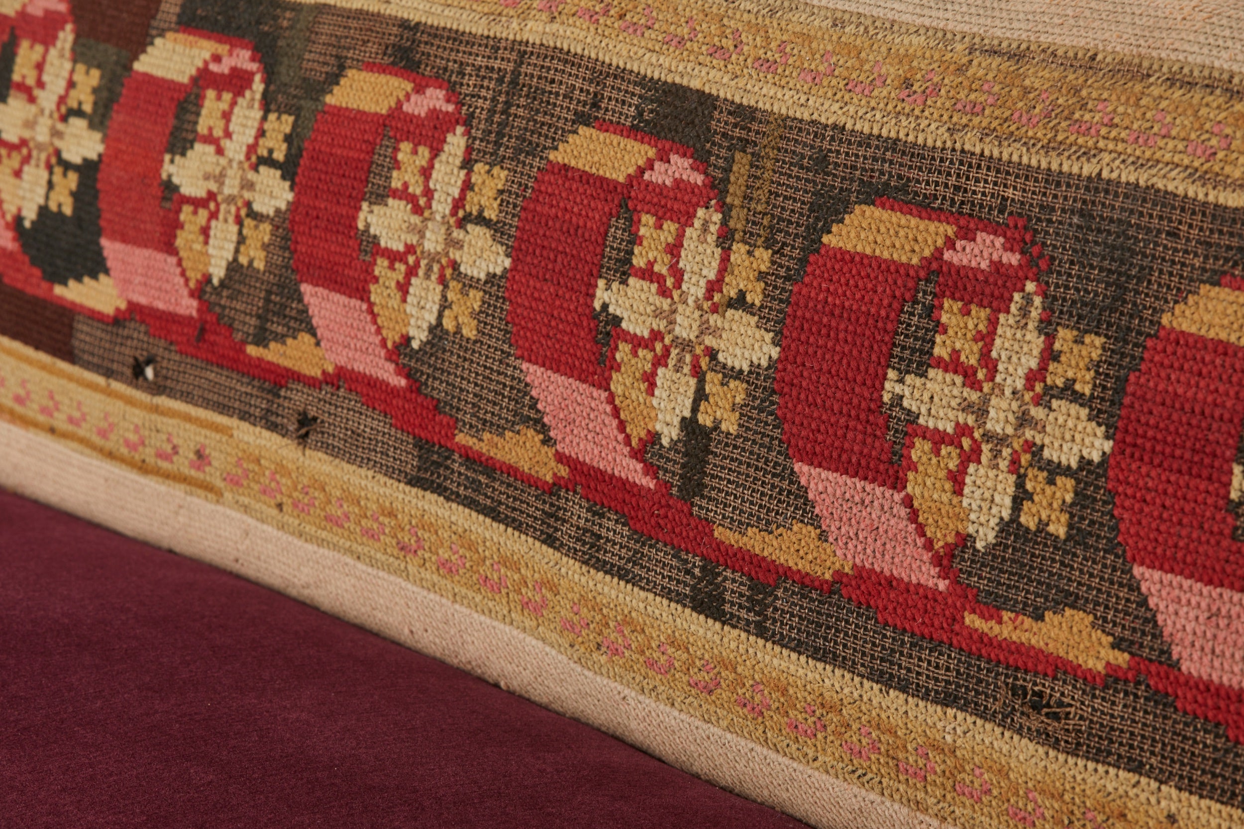 An Early 19th Century Ottoman Sofa with a Needlework and Mohair Velvet Upholstery