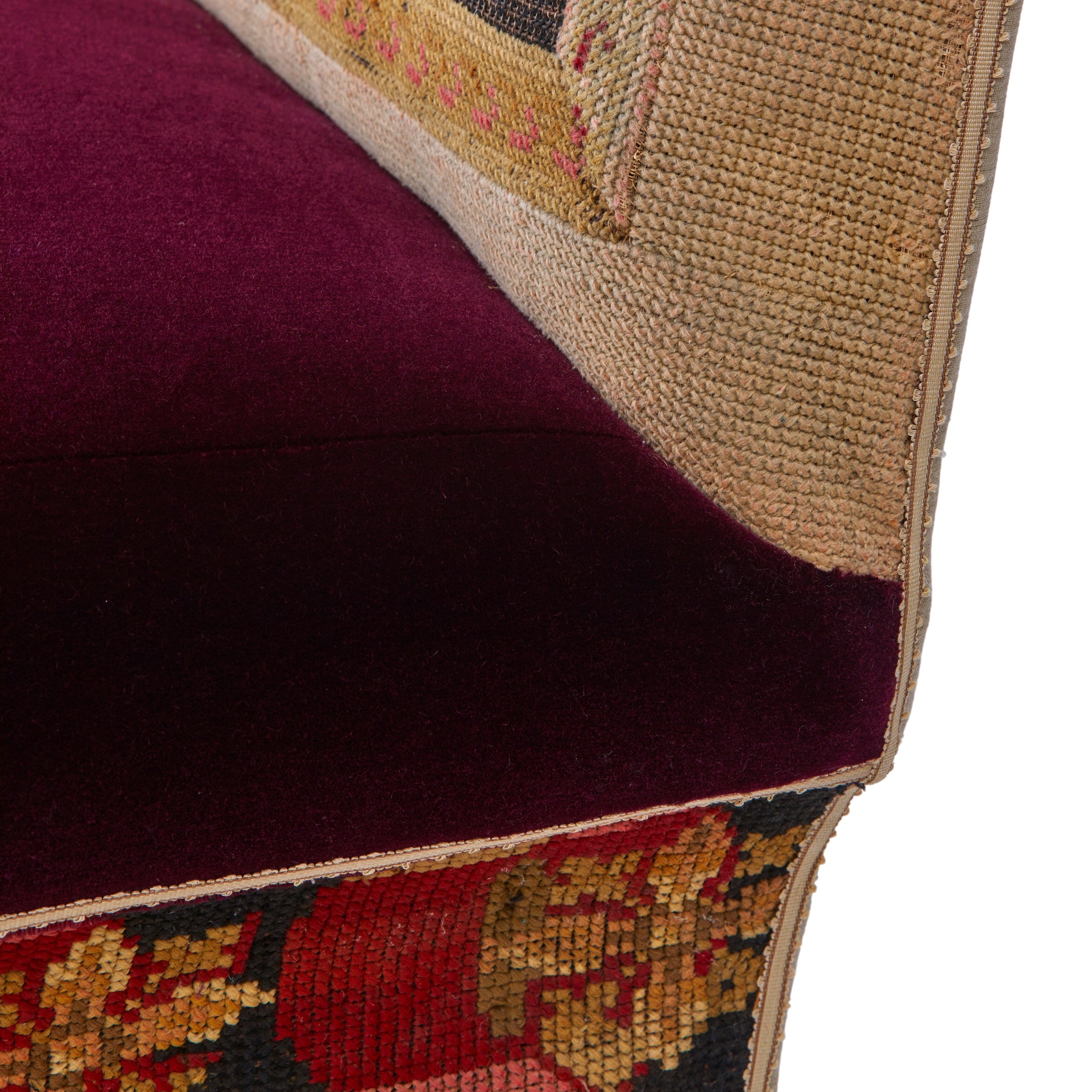 An Early 19th Century Ottoman Sofa with a Needlework and Mohair Velvet Upholstery