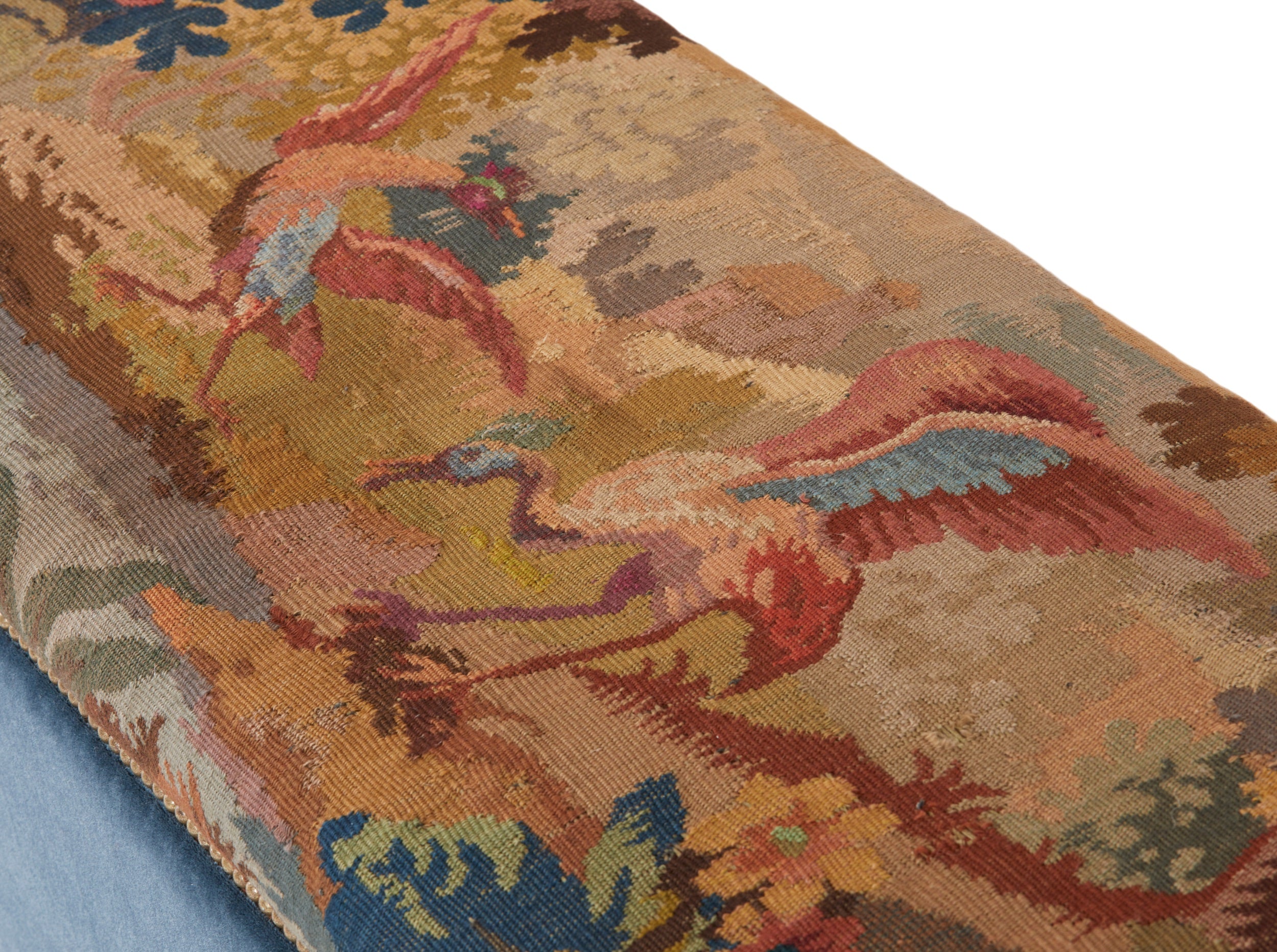 A Bespoke Upholstered Ottoman with a 19th Century English Needlework Top