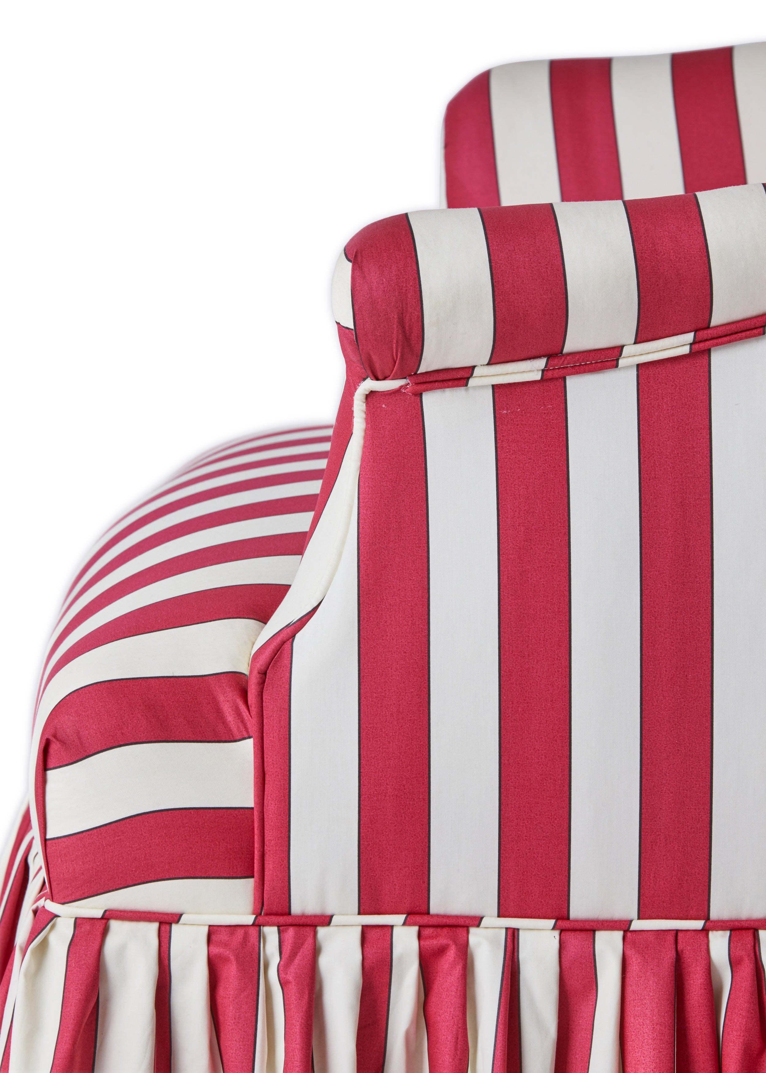 A Victorian Tub Armchair in Flora Soames Plain Stripe Cotton