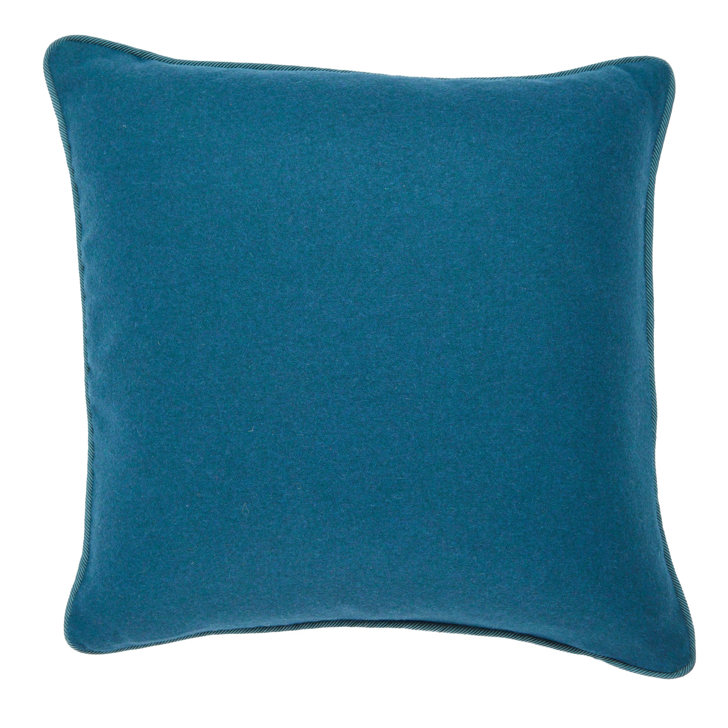 A Cushion made from Richly Coloured 20th Century English Needlework with Dark Teal Wool Piping