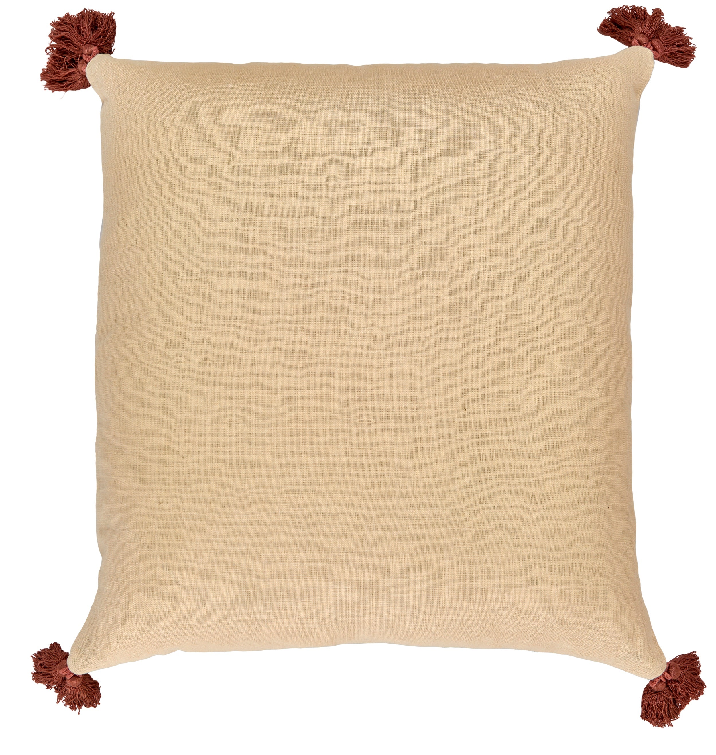 An Embroidered Ottoman Silk and Metallic Thread Cushion with Tassel Trims