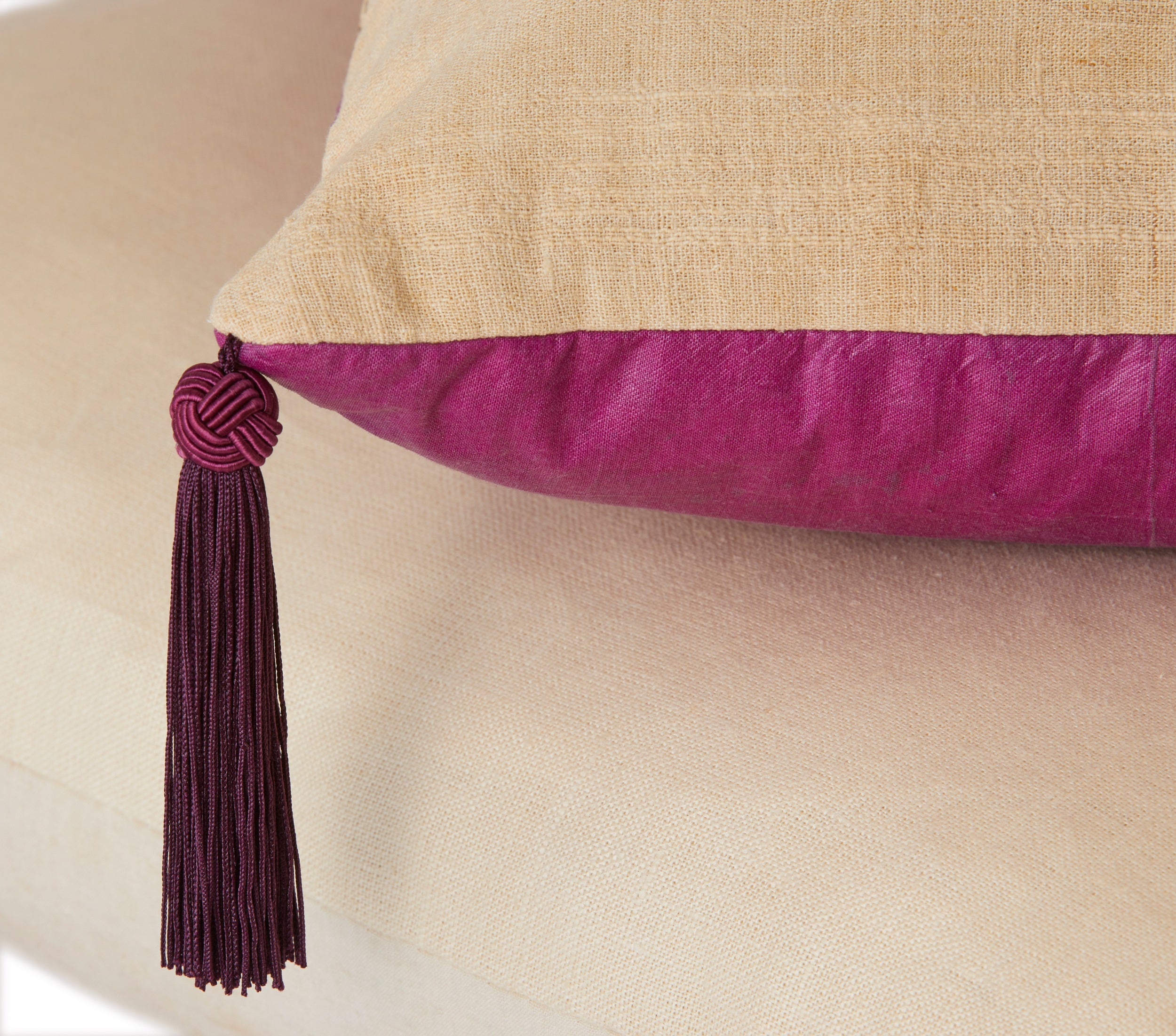 An Ottoman Embroidered Silk Thread Cushion with Silk Tassels