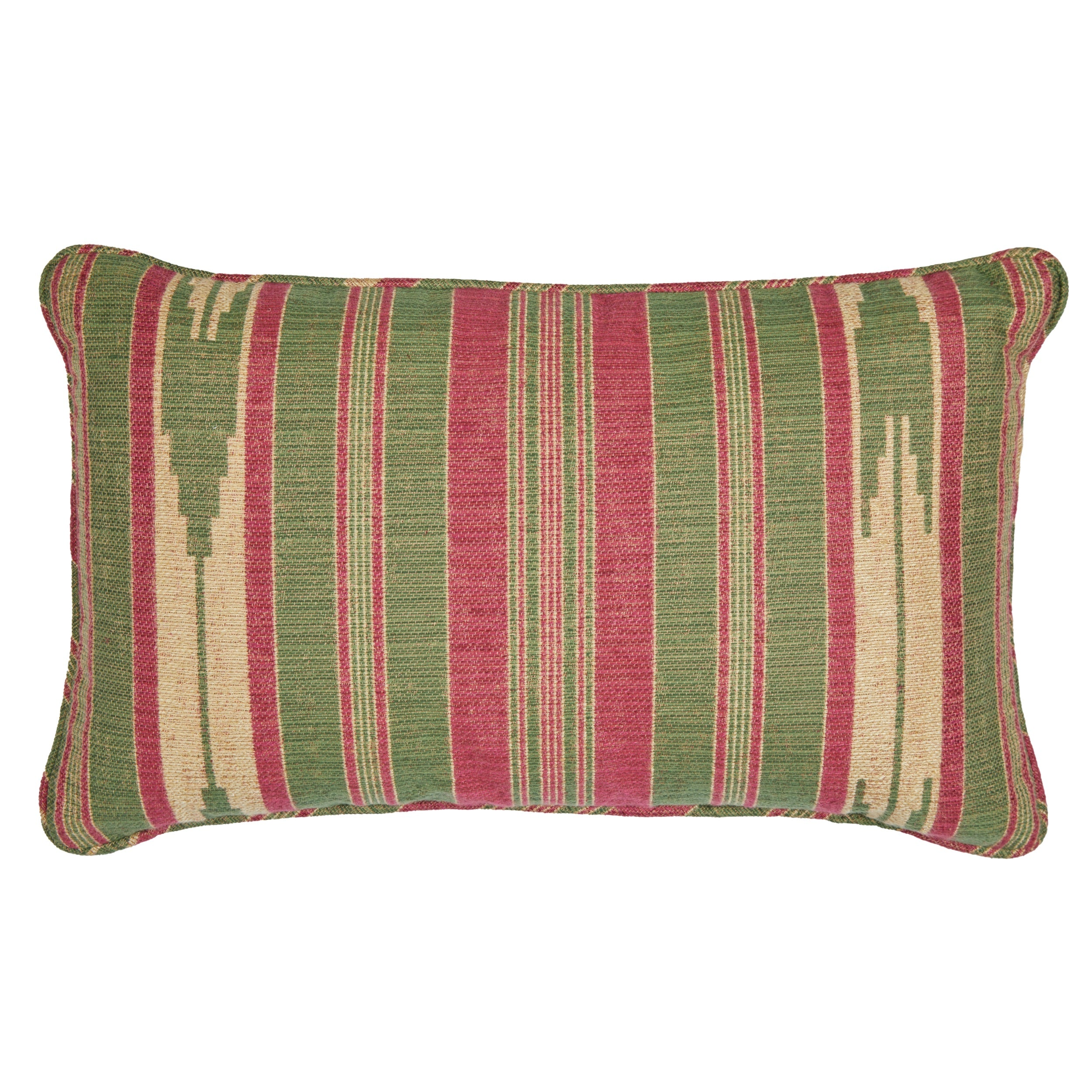 Oulton Stripe Rhubarb Cushion with Self Piping