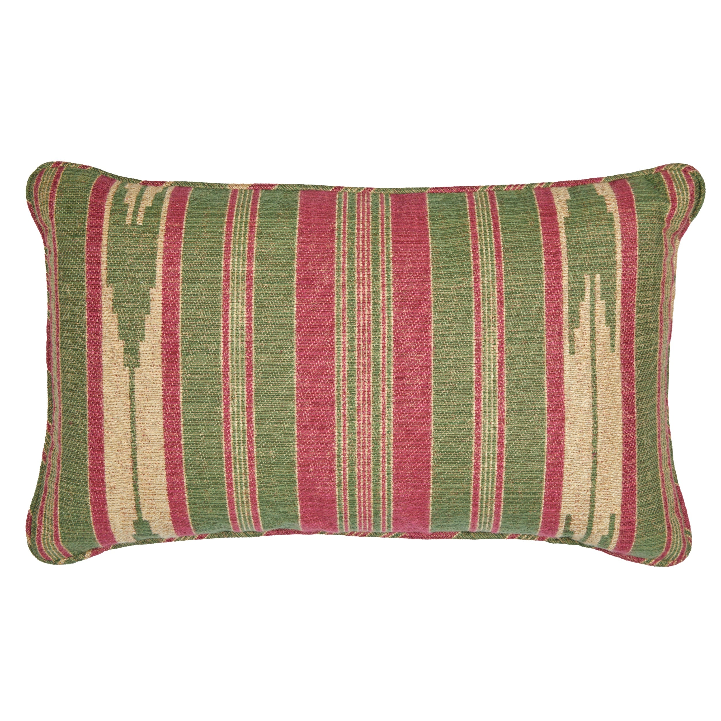 Oulton Stripe Rhubarb Cushion with Self Piping