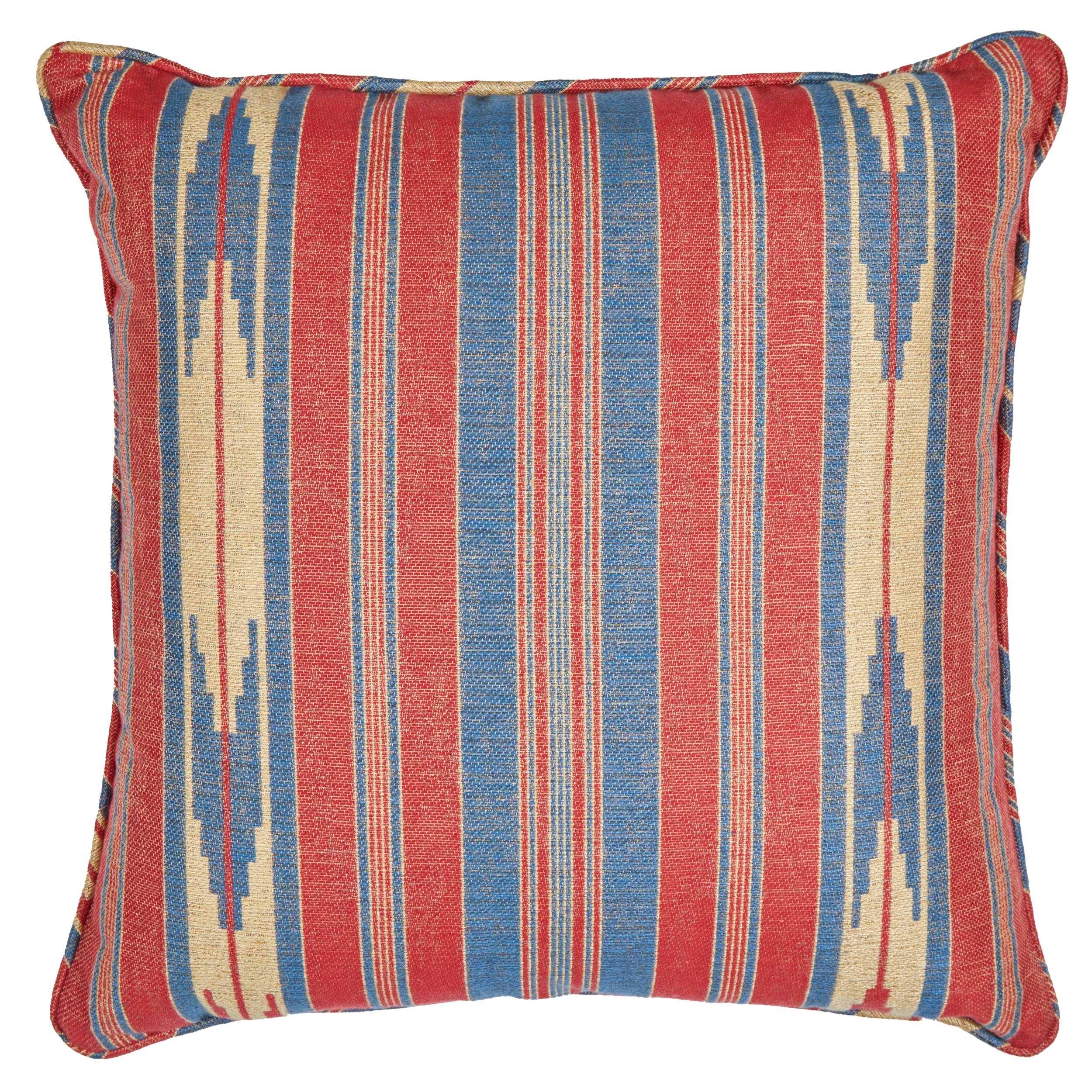 Oulton Stripe Scarlet Cushion with Self Piping