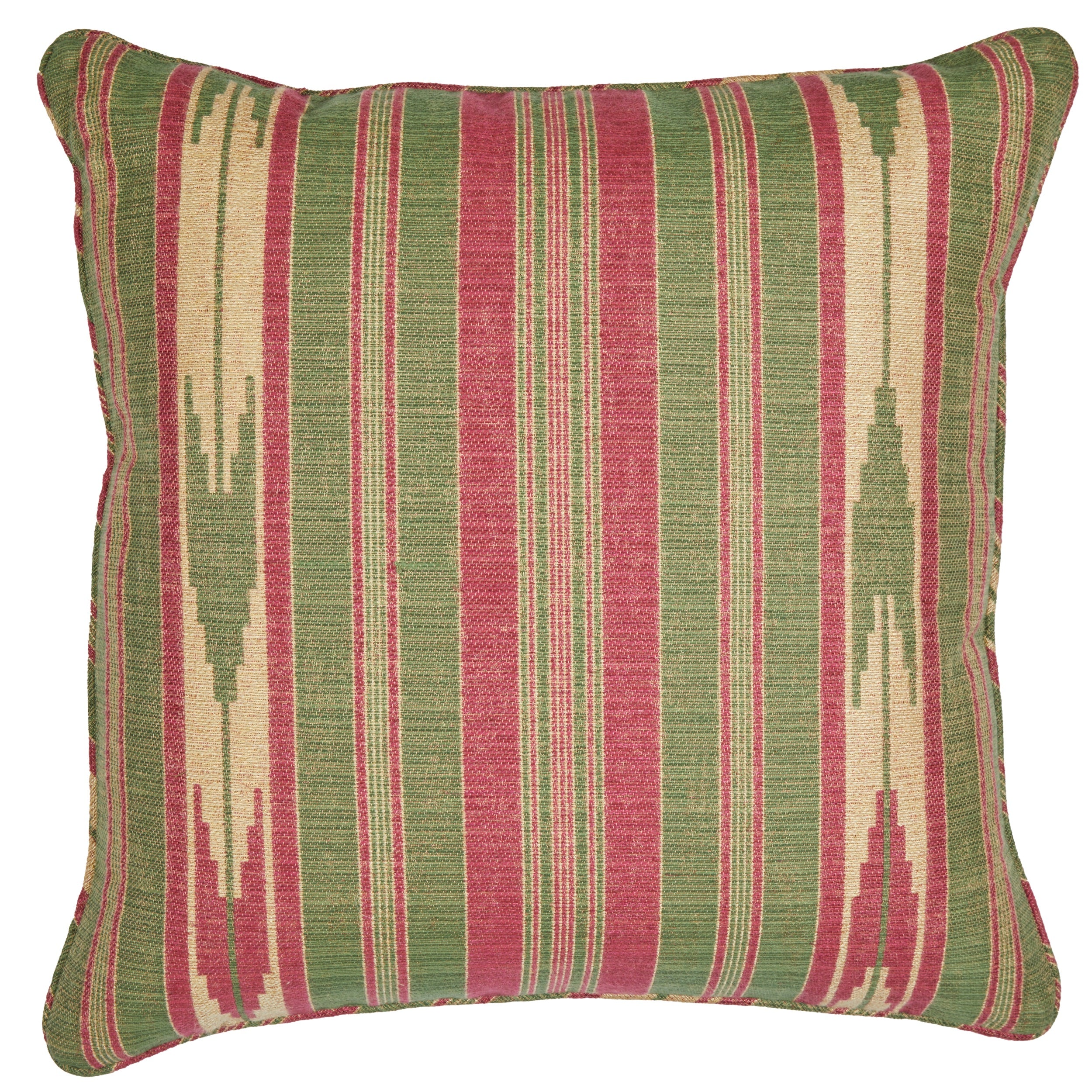 Oulton Stripe Rhubarb Cushion with a Self Piping