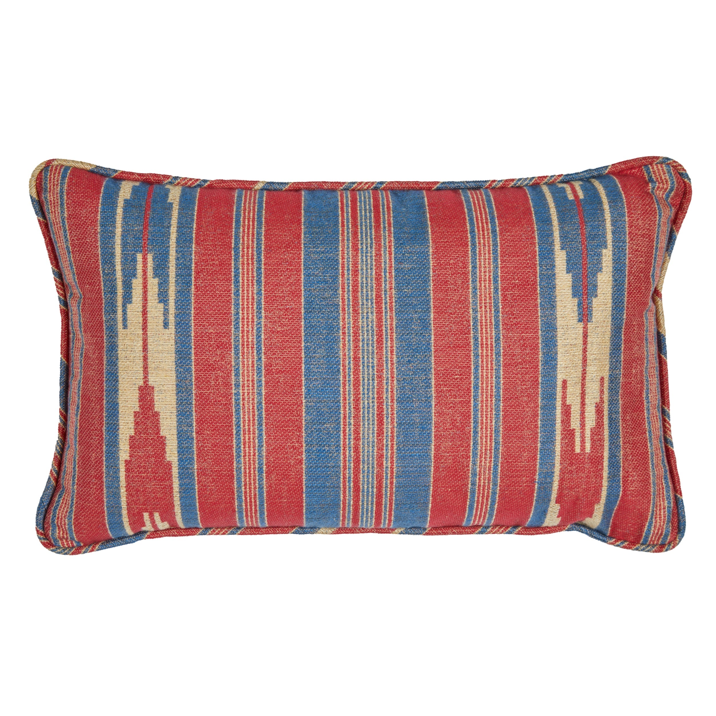 Oulton Stripe Scarlet Cushion with Self Piping