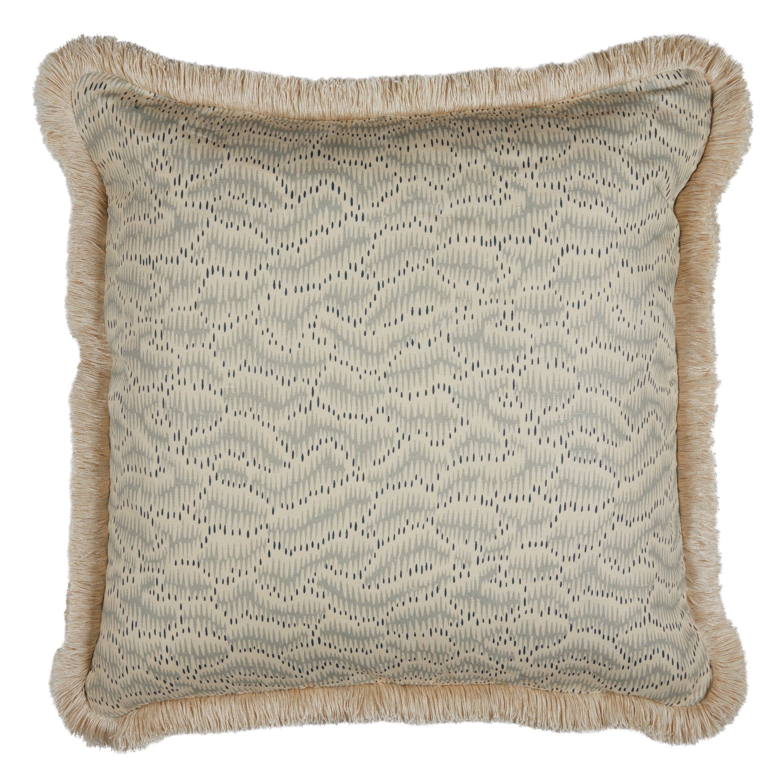 Daphne's Feathers Slate Blue Square Cushion with a Brush Fringe