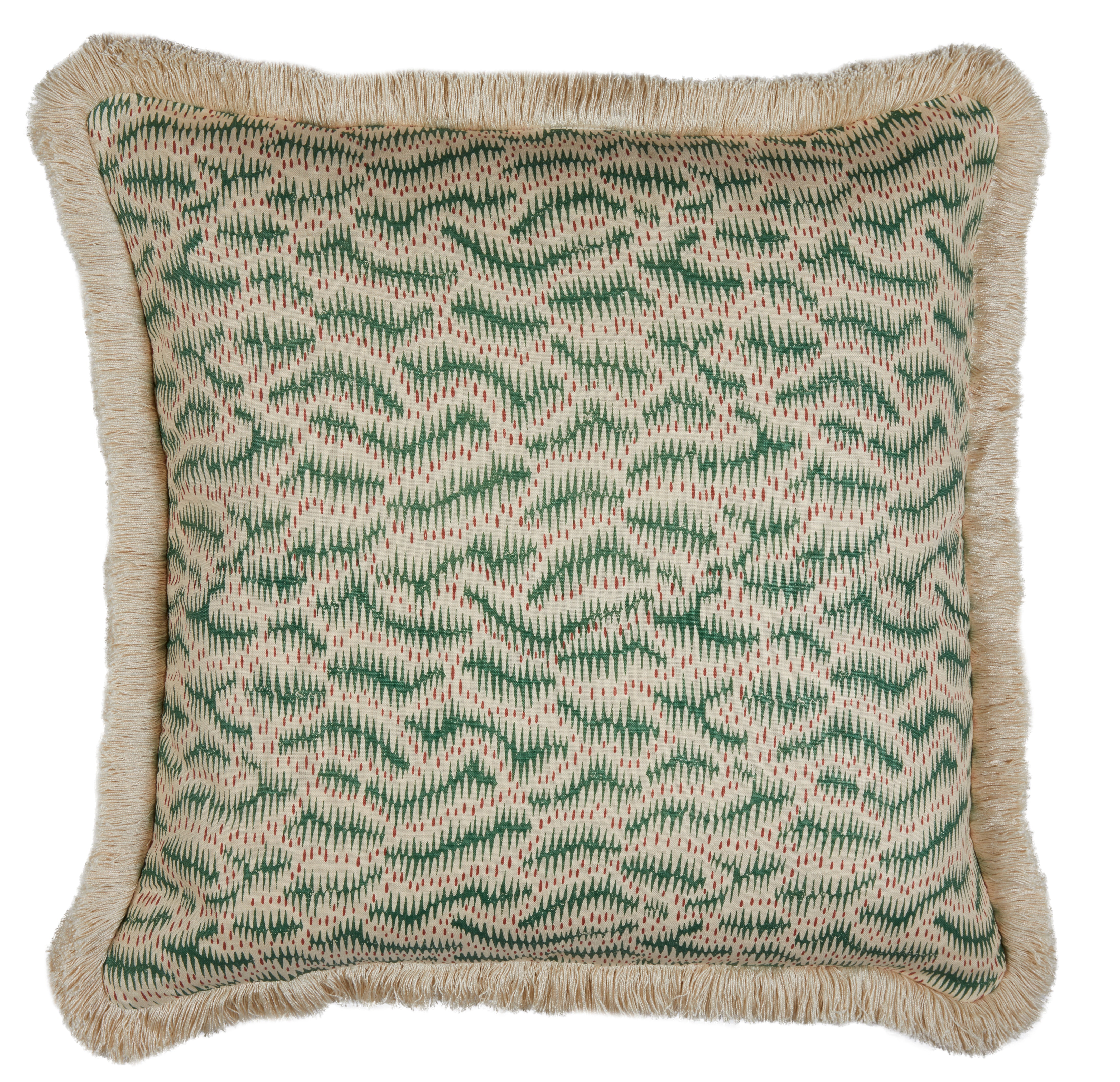 Daphne's Feathers Emerald Cushion with a Brush Fringe