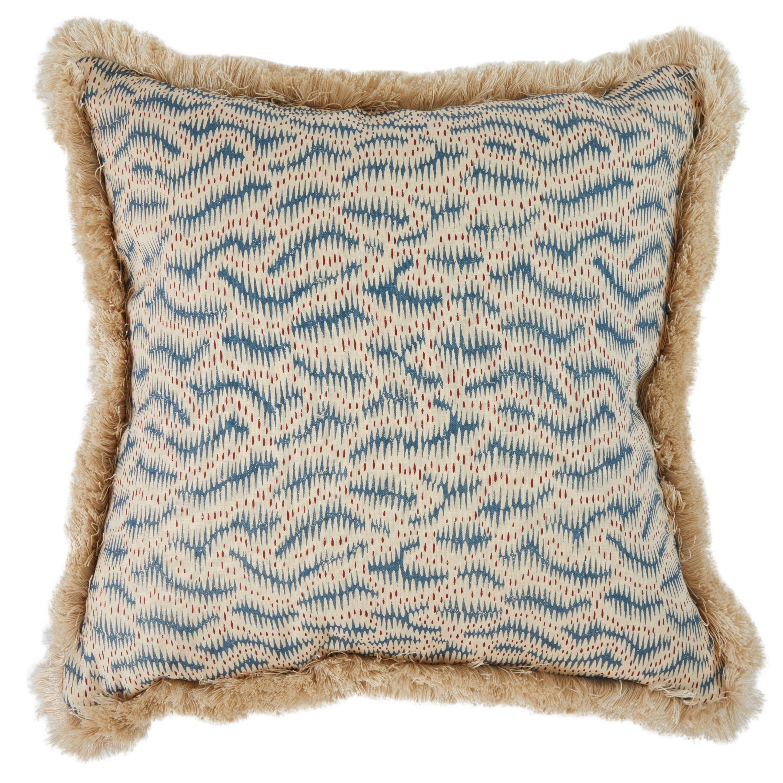 Daphne's Feathers Indigo Cushion with a Brush Fringe