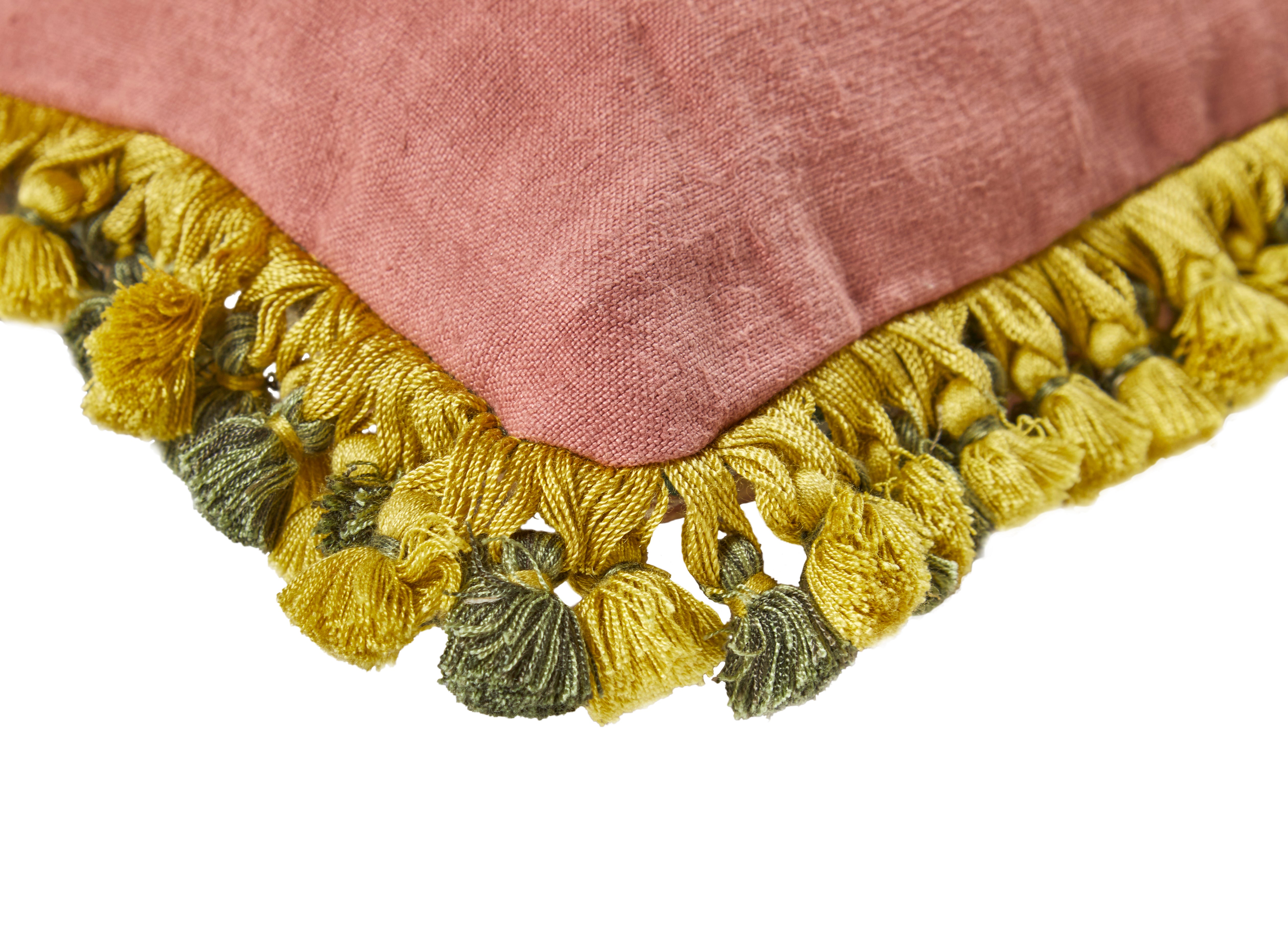 A Silk Cushion made from a Unique 18th Century French Document with an Antique Silk Tassel Trim