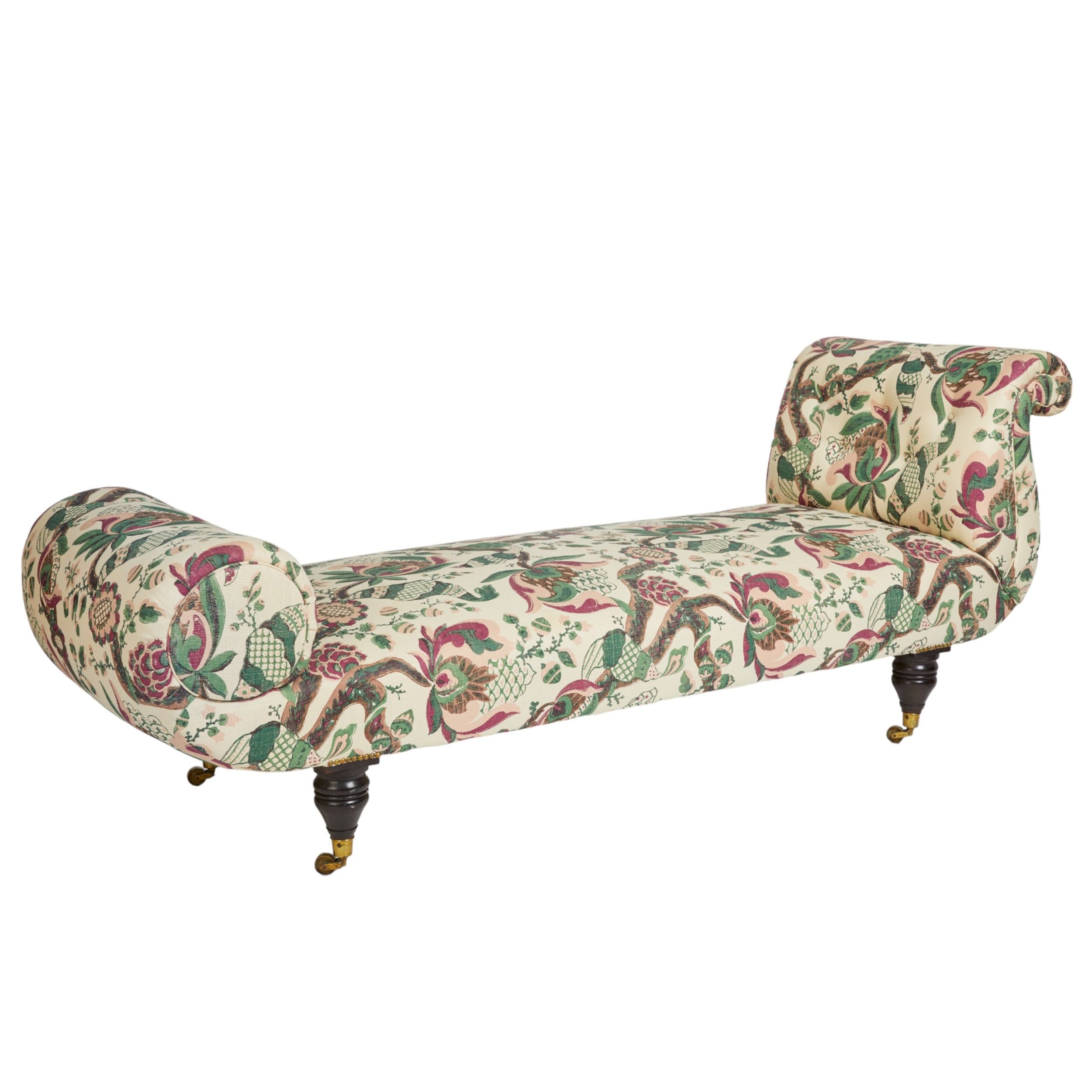 An Early Victorian Chatsworth Chaise Longue in Flora Soames Cornucopia