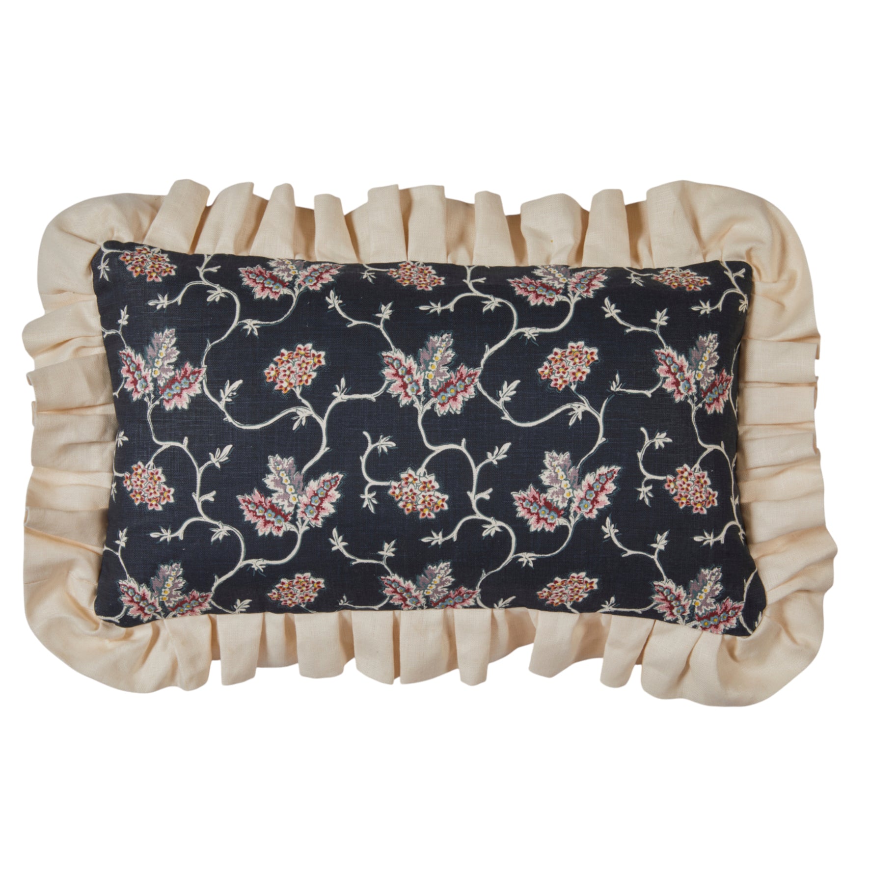 West House Trellis Noire Small Cushion with a Pleated Frill