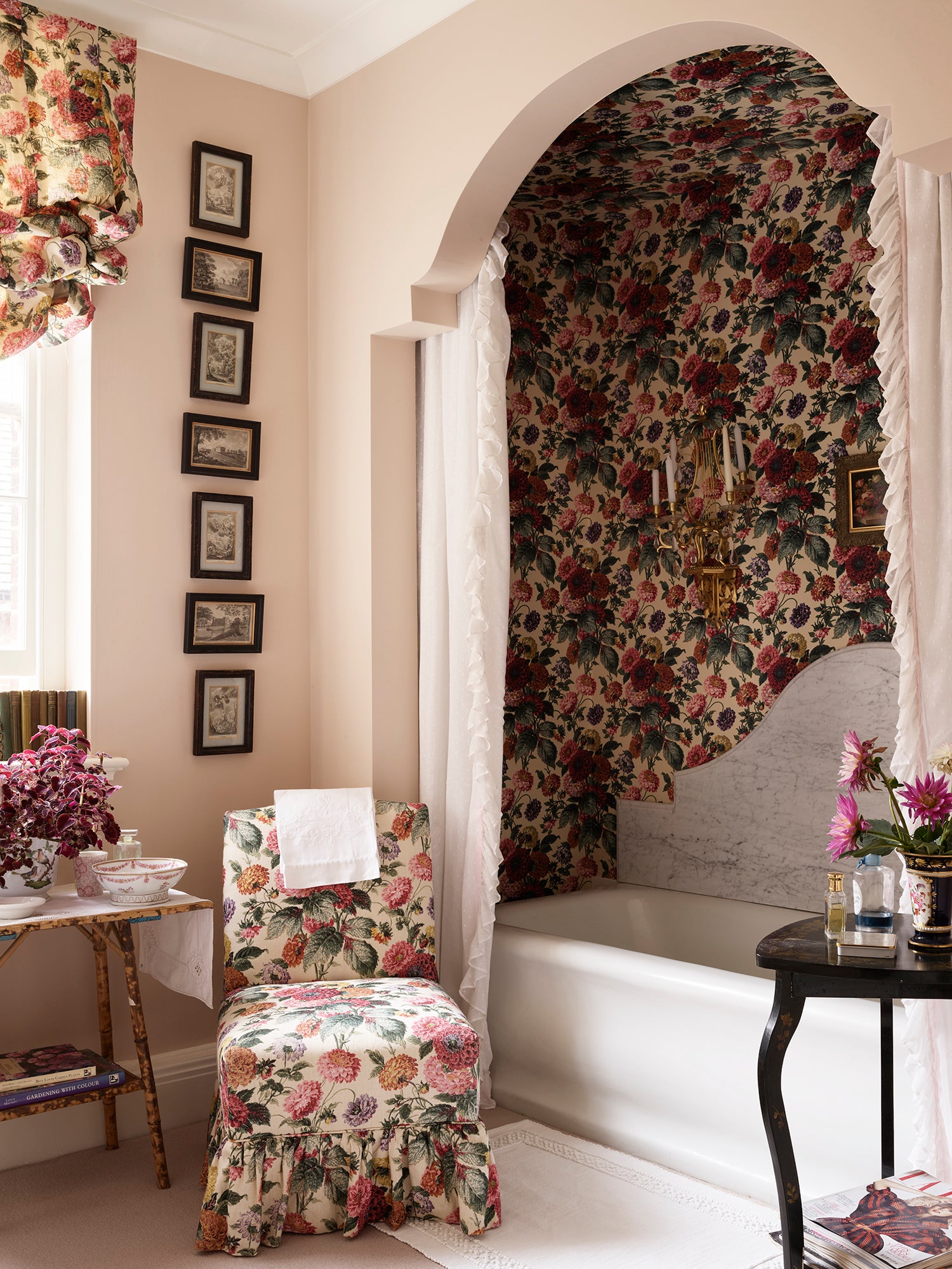 Dahlias Parchment Wallpaper