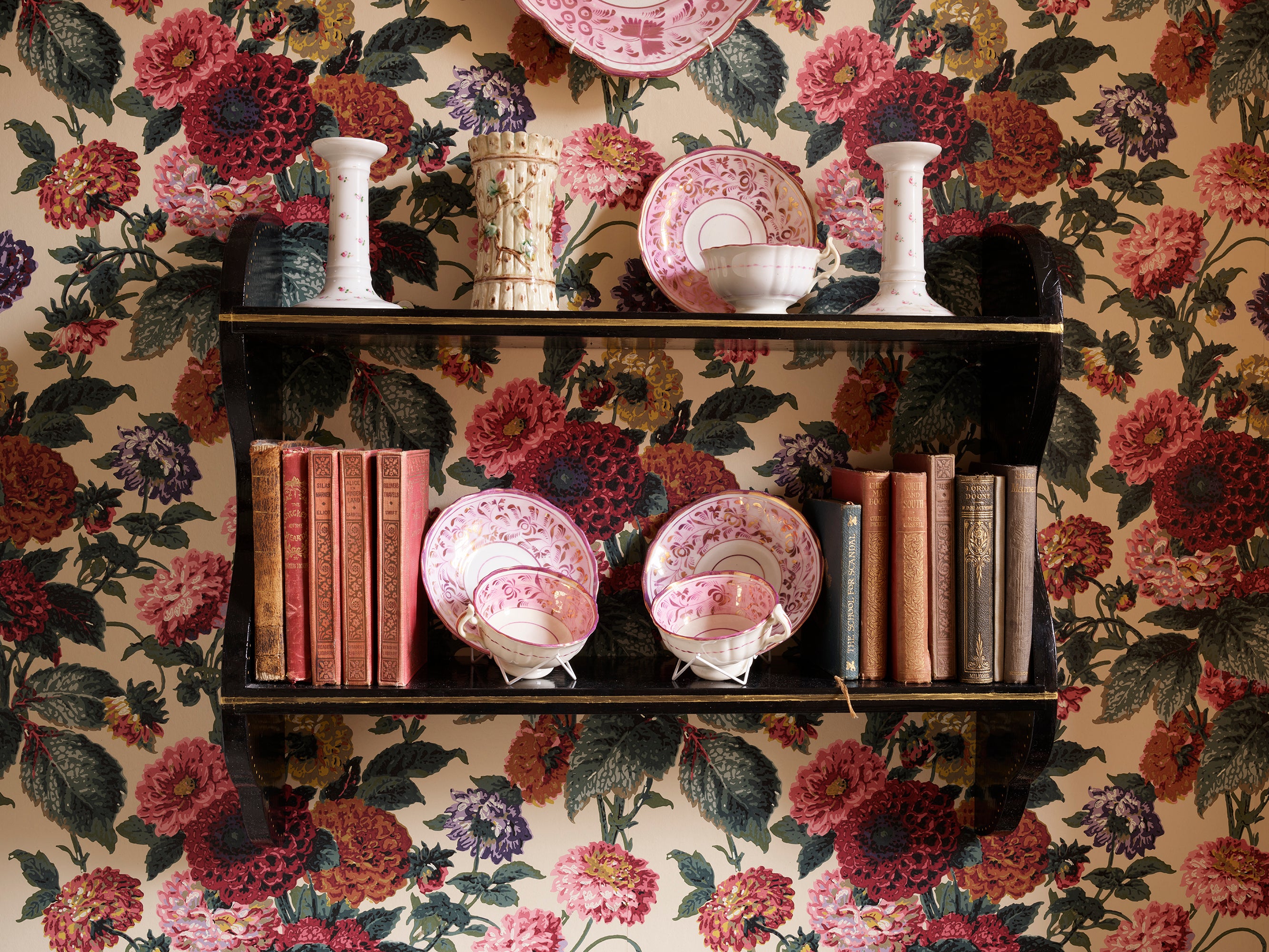 Dahlias Parchment Wallpaper