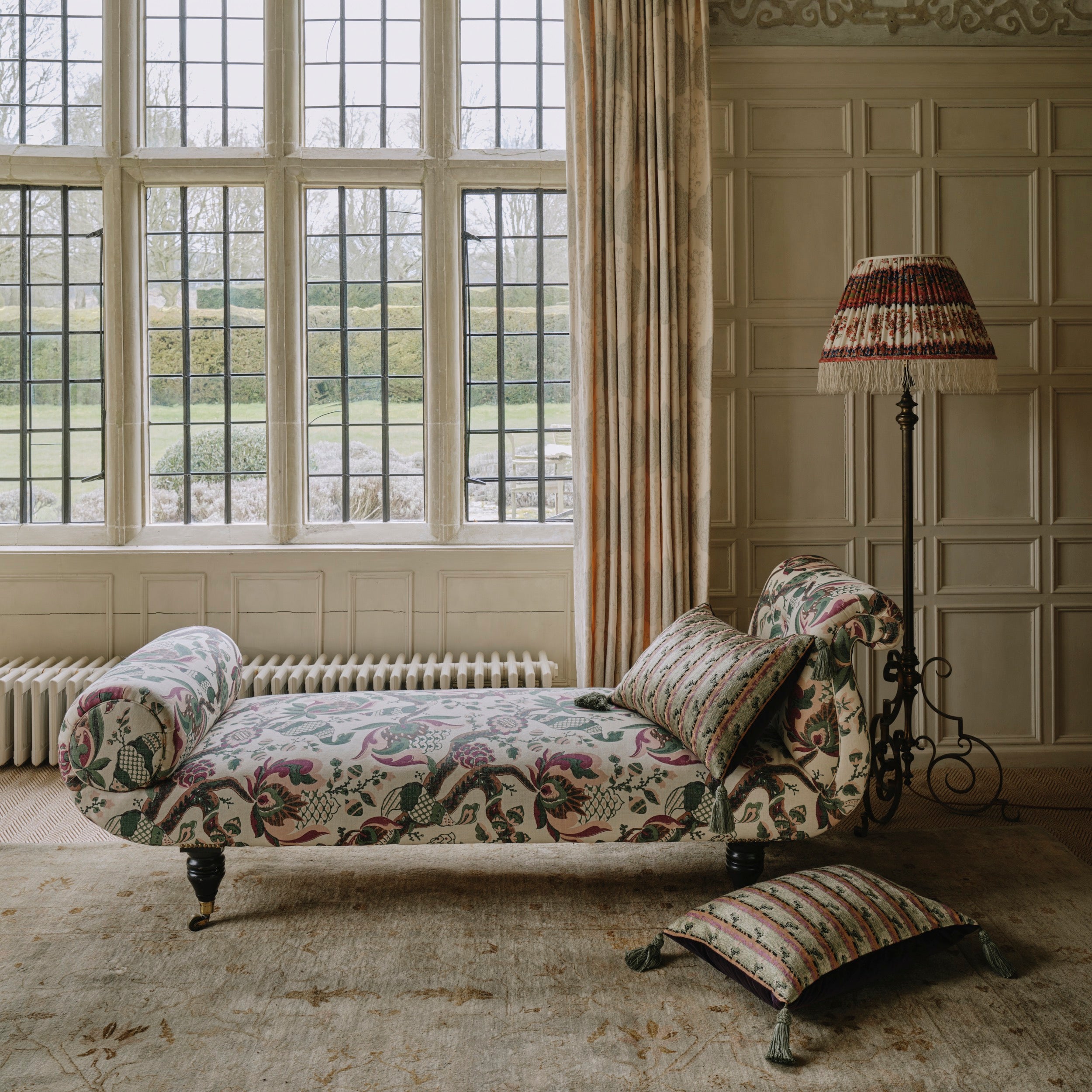 An Early Victorian Chatsworth Chaise Longue in Flora Soames Cornucopia