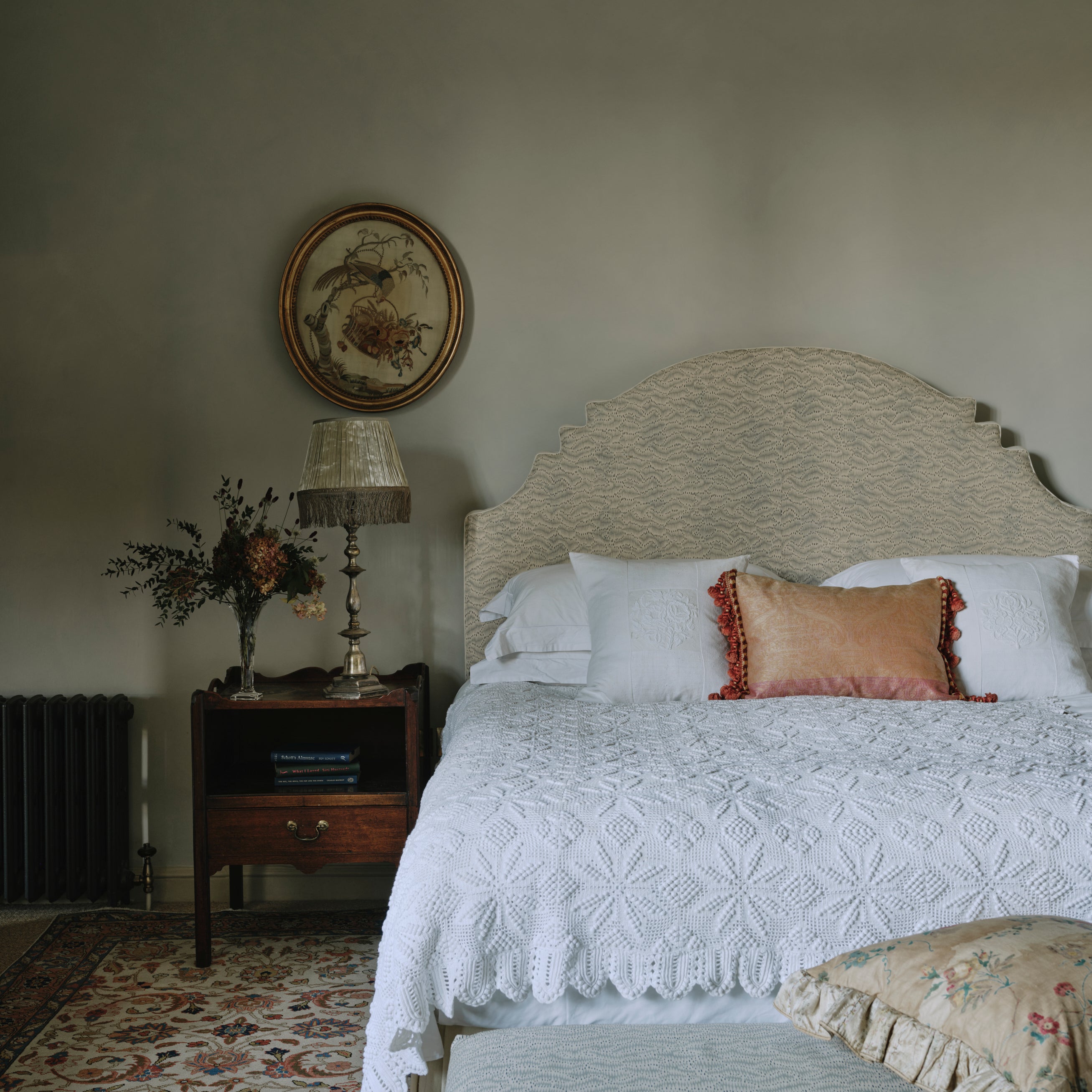 A Cushion made from Early 19th Century Italian Silk Brocade with an Antique Silk Bobble and Tassel Fringe