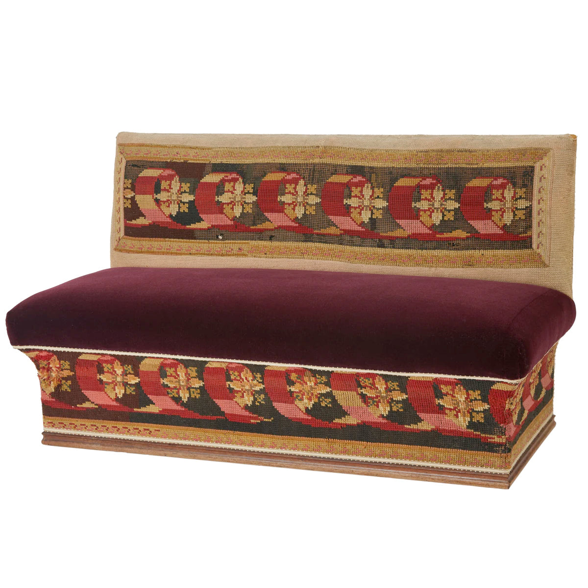 An Early 19th Century Ottoman Sofa with a Needlework and Mohair Velvet Upholstery