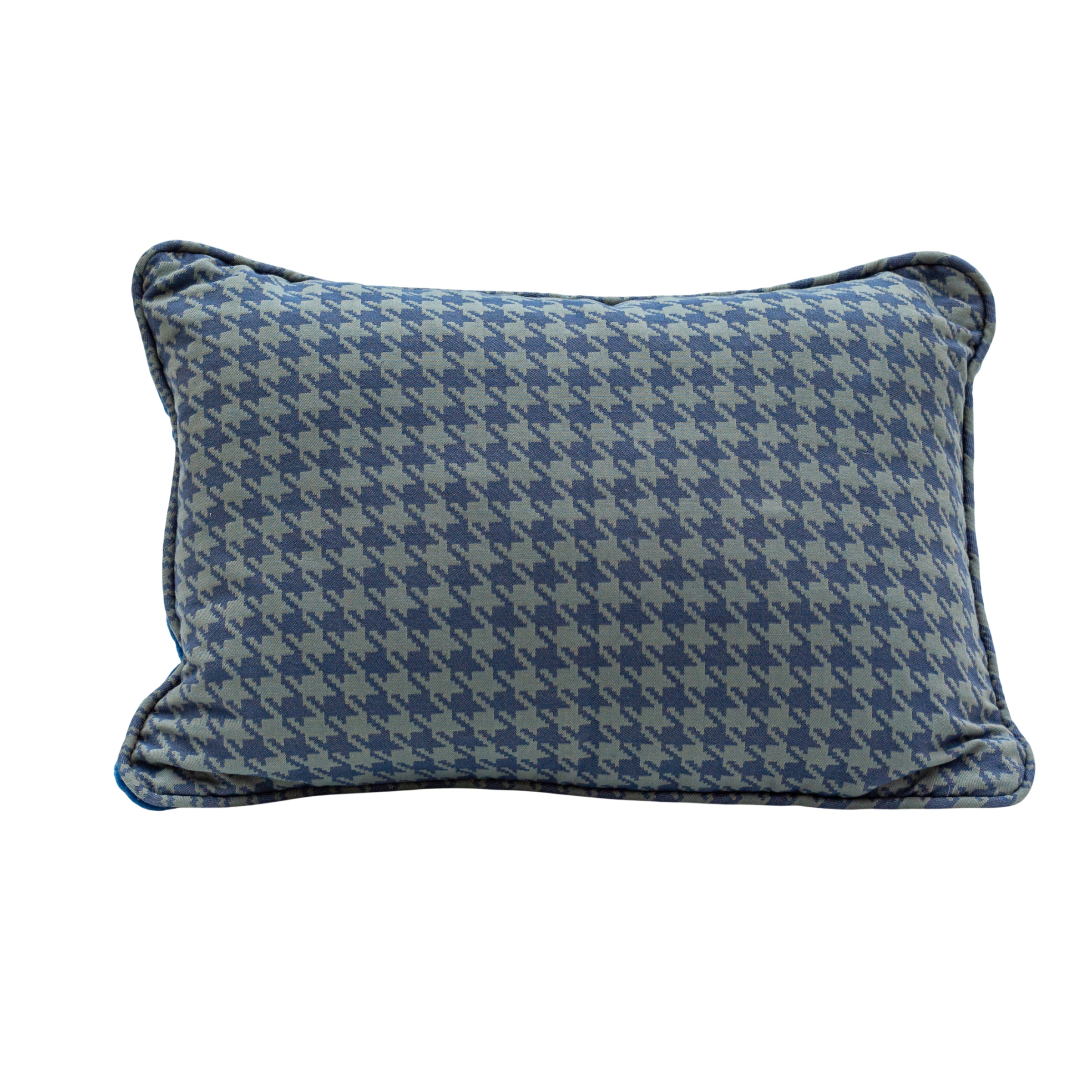 A Large Oblong Walter Sea Blue Cushion, Piped with Mohair Velvet Back