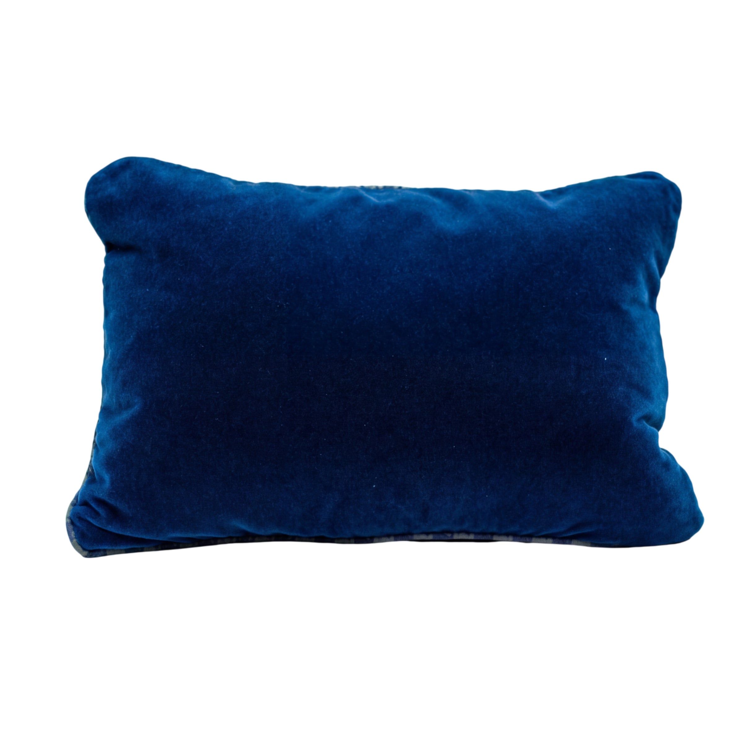 A Large Oblong Walter Sea Blue Cushion, Piped with Mohair Velvet Back