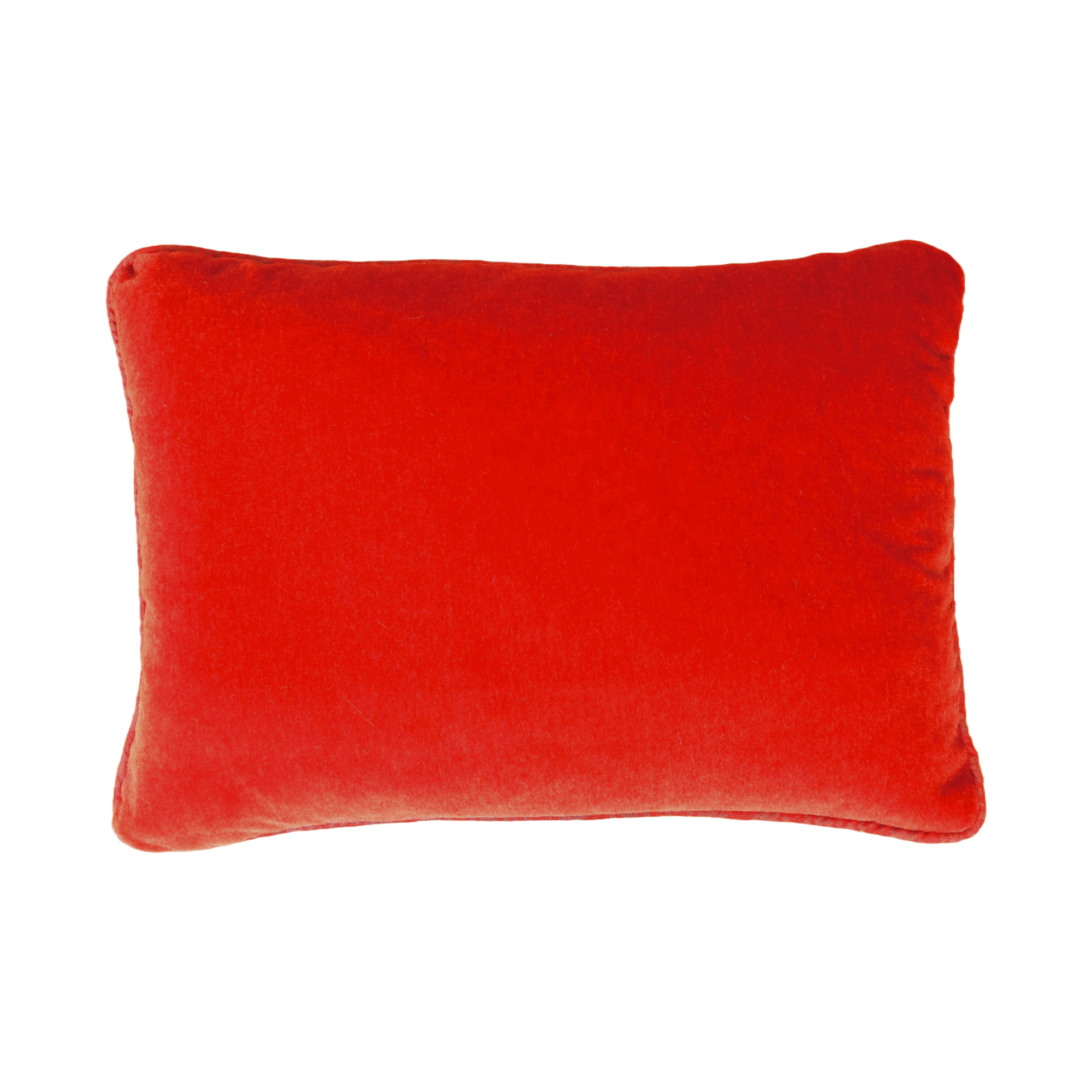 Large Oblong Walter Crimson Cushion with Mohair Velvet Back