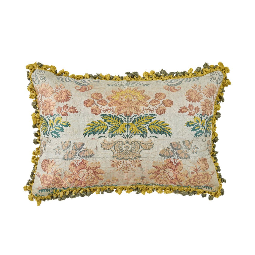 A Silk Cushion made from a Unique 18th Century French Document with an Antique Silk Tassel Trim