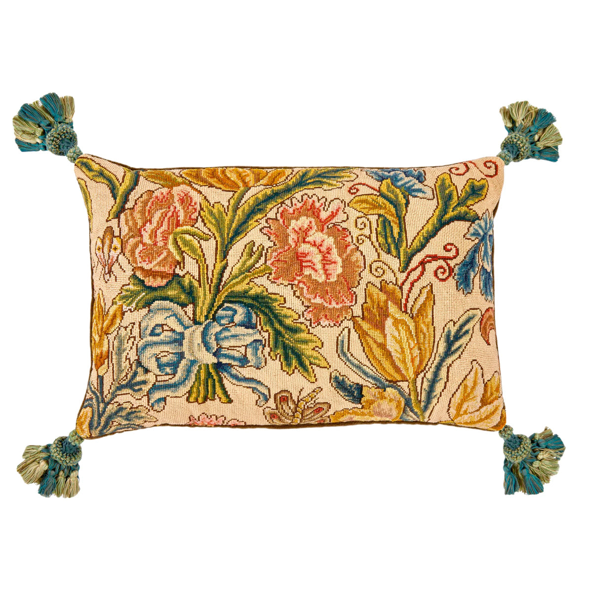 A Pair of 18th Century English Needlework Oblong Cushions