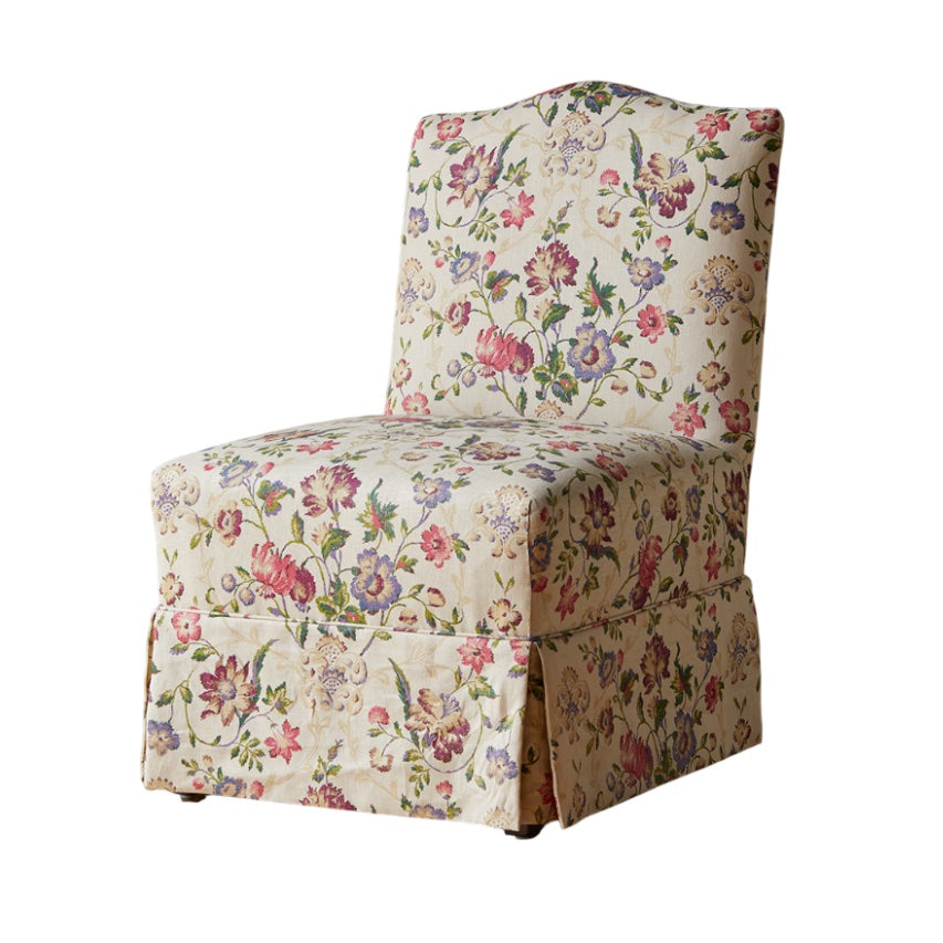 Maud Chair in Enid's Garland with Kick Pleat Skirt