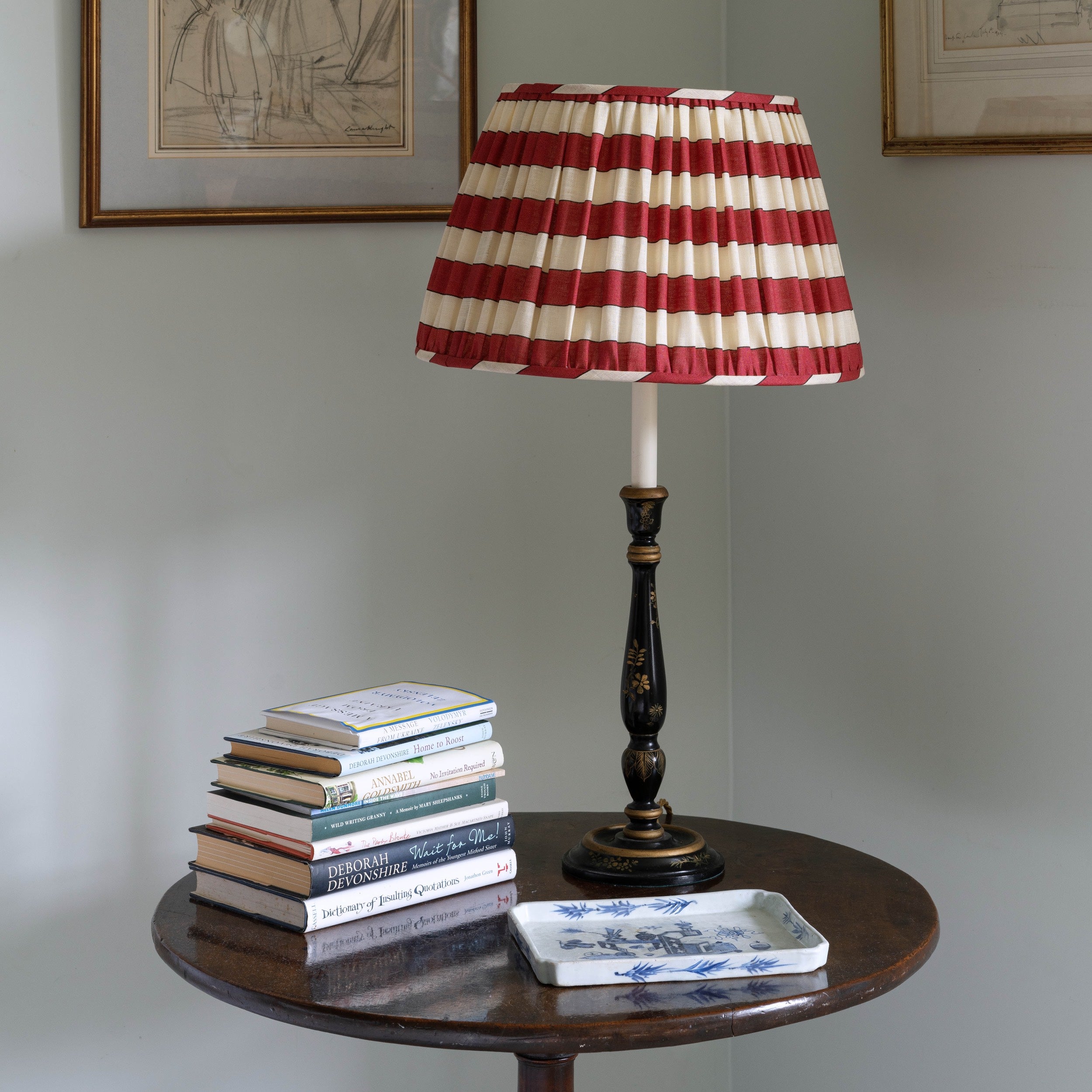 Sea Blue Plain Stripe Voile Lampshade