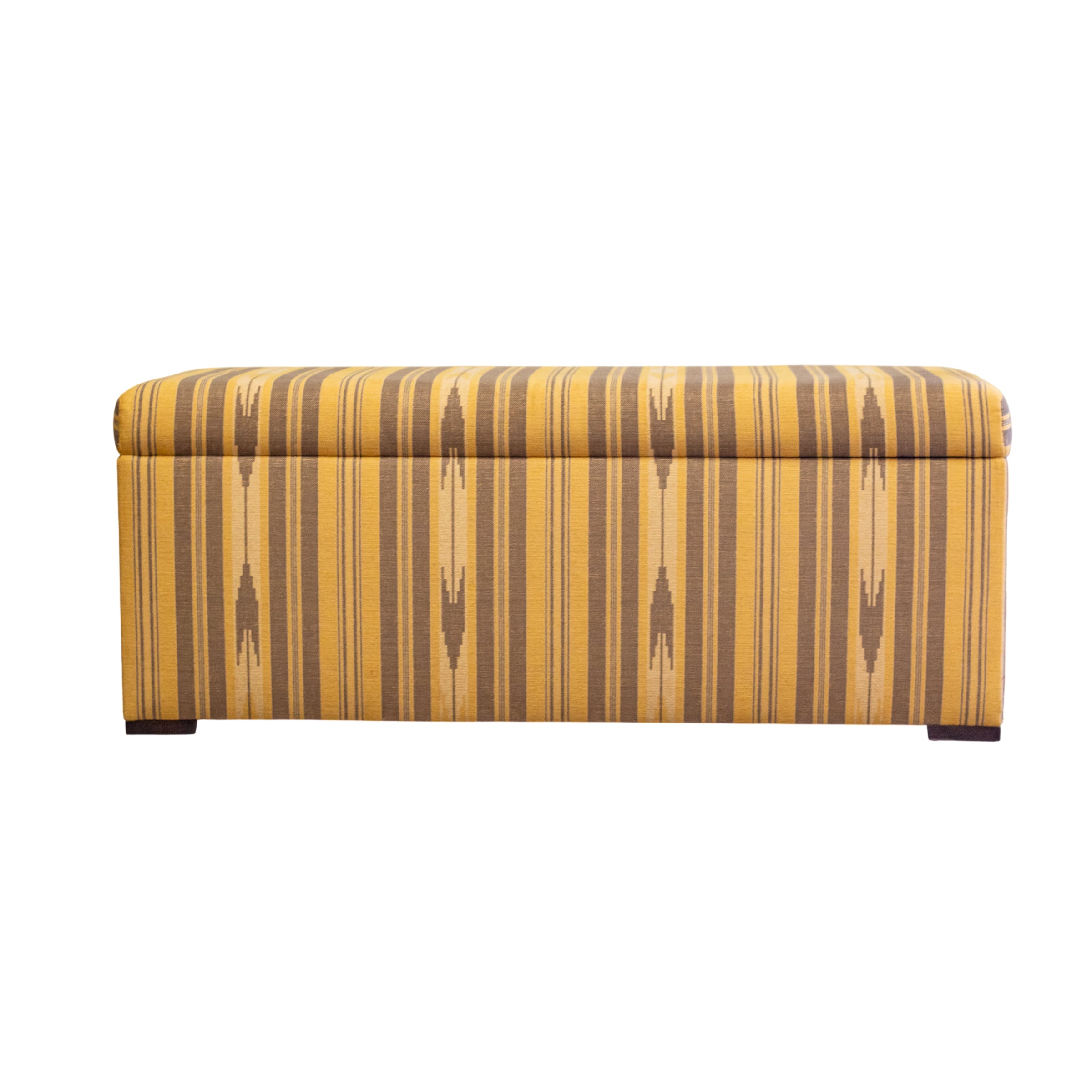 A One-Off Lidded Rectangular Ottoman in Oulton Stripe Citrine