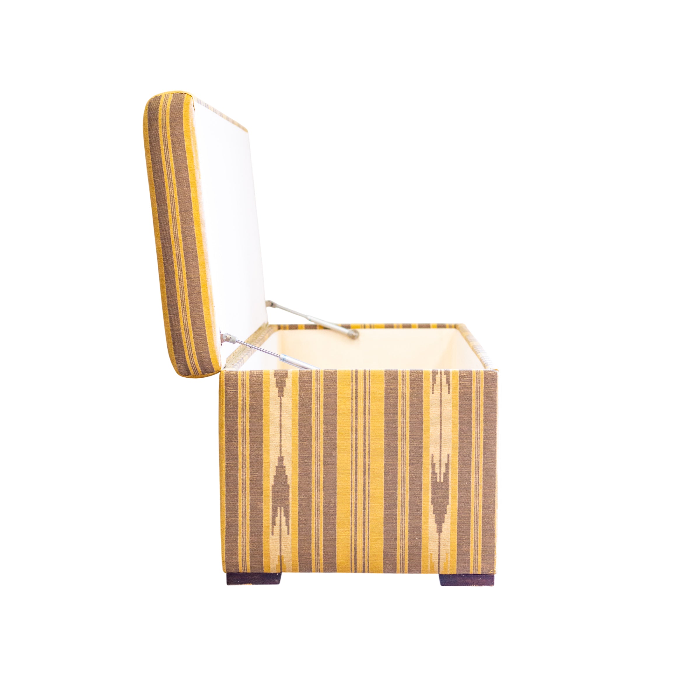 A One-Off Lidded Rectangular Ottoman in Oulton Stripe Citrine