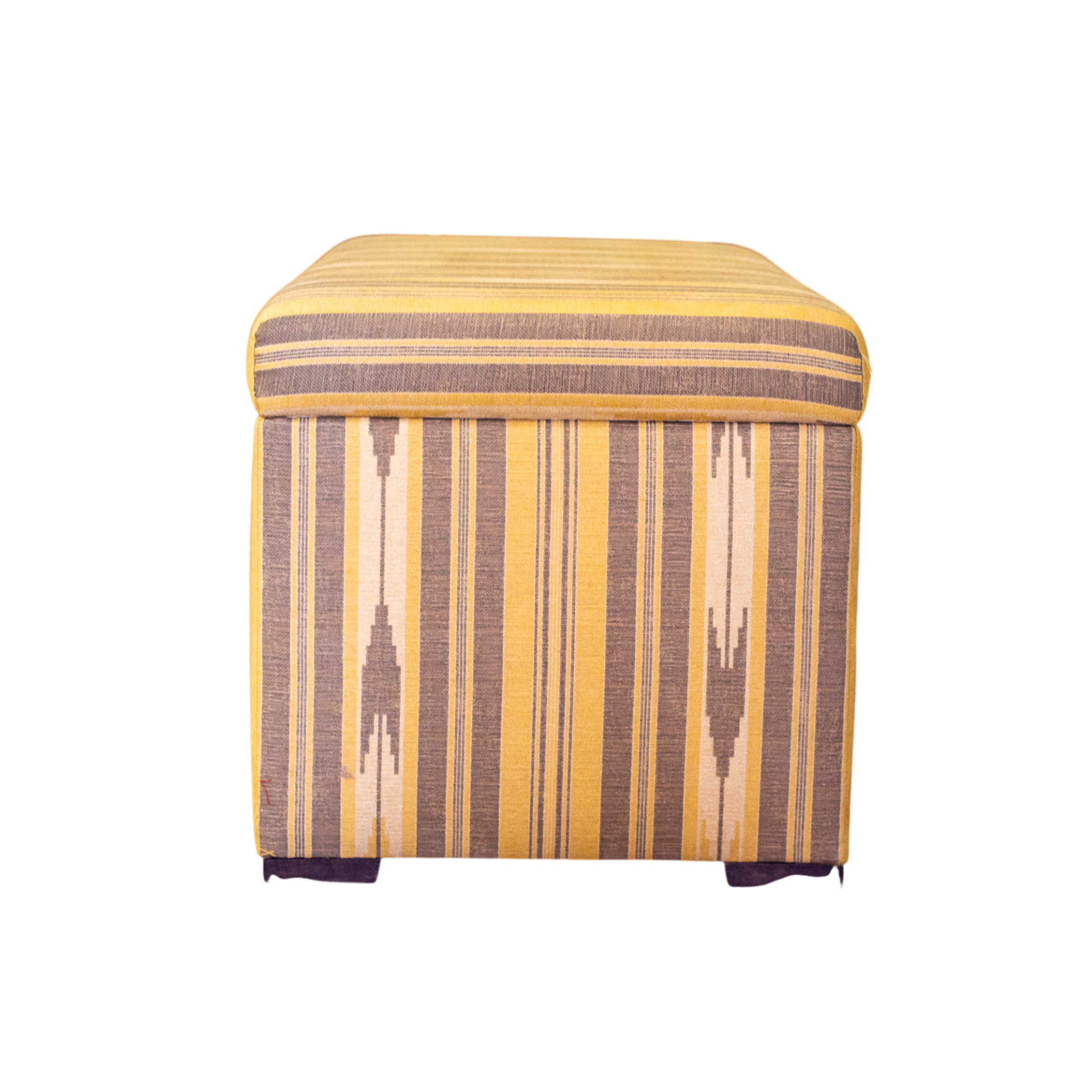 A One-Off Lidded Rectangular Ottoman in Oulton Stripe Citrine