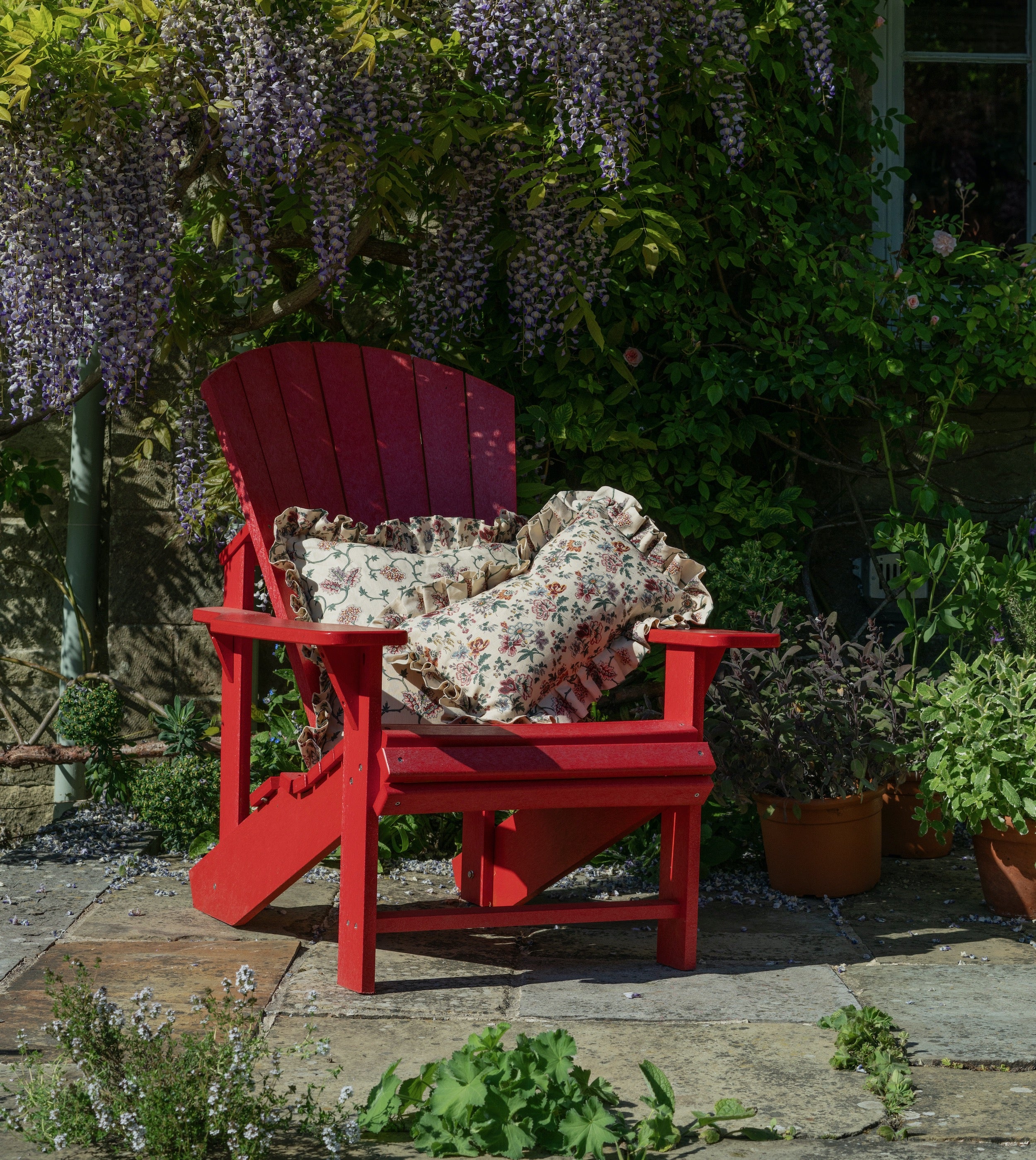 West House Trellis Warm Linen Large Cushion with Frill