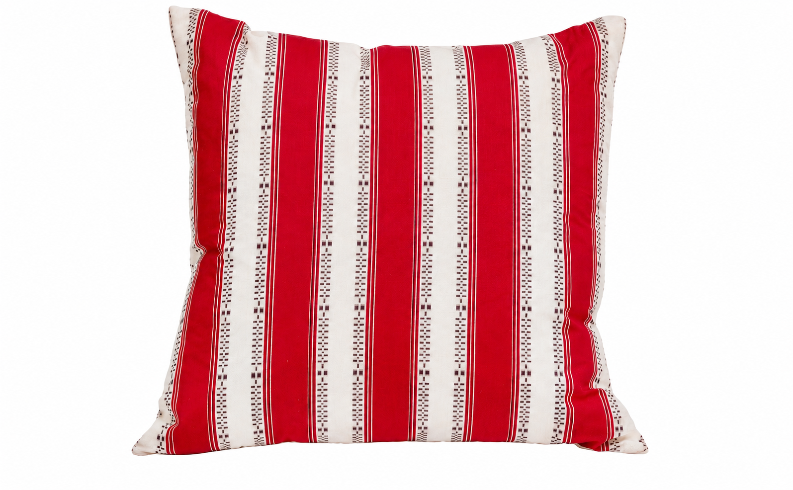A Large Square Cushion in Broken Stripe Poplin