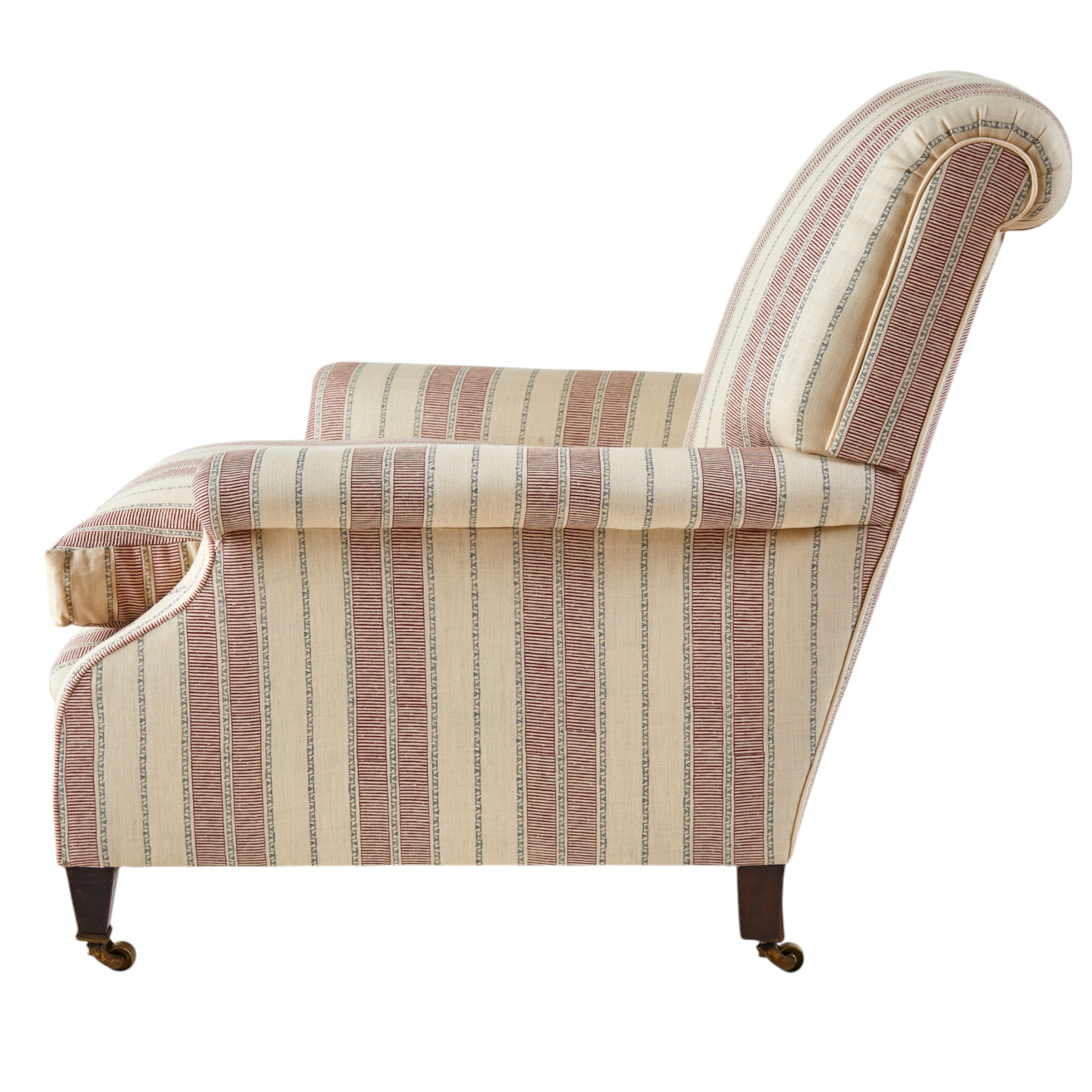 A 19th Century Armchair upholstered in Flora Soames Sifnos linen in Garnet