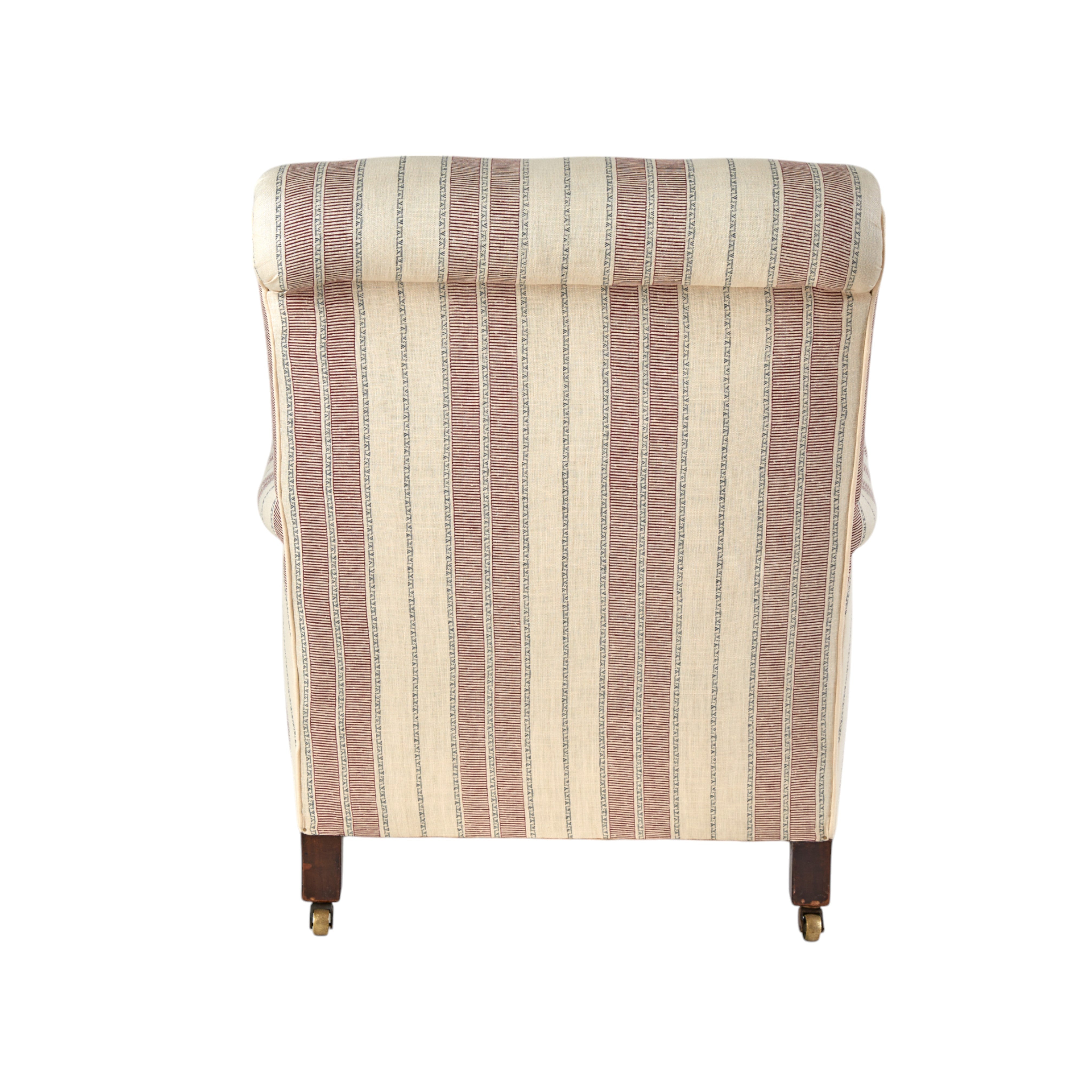 A 19th Century Armchair upholstered in Flora Soames Sifnos linen in Garnet