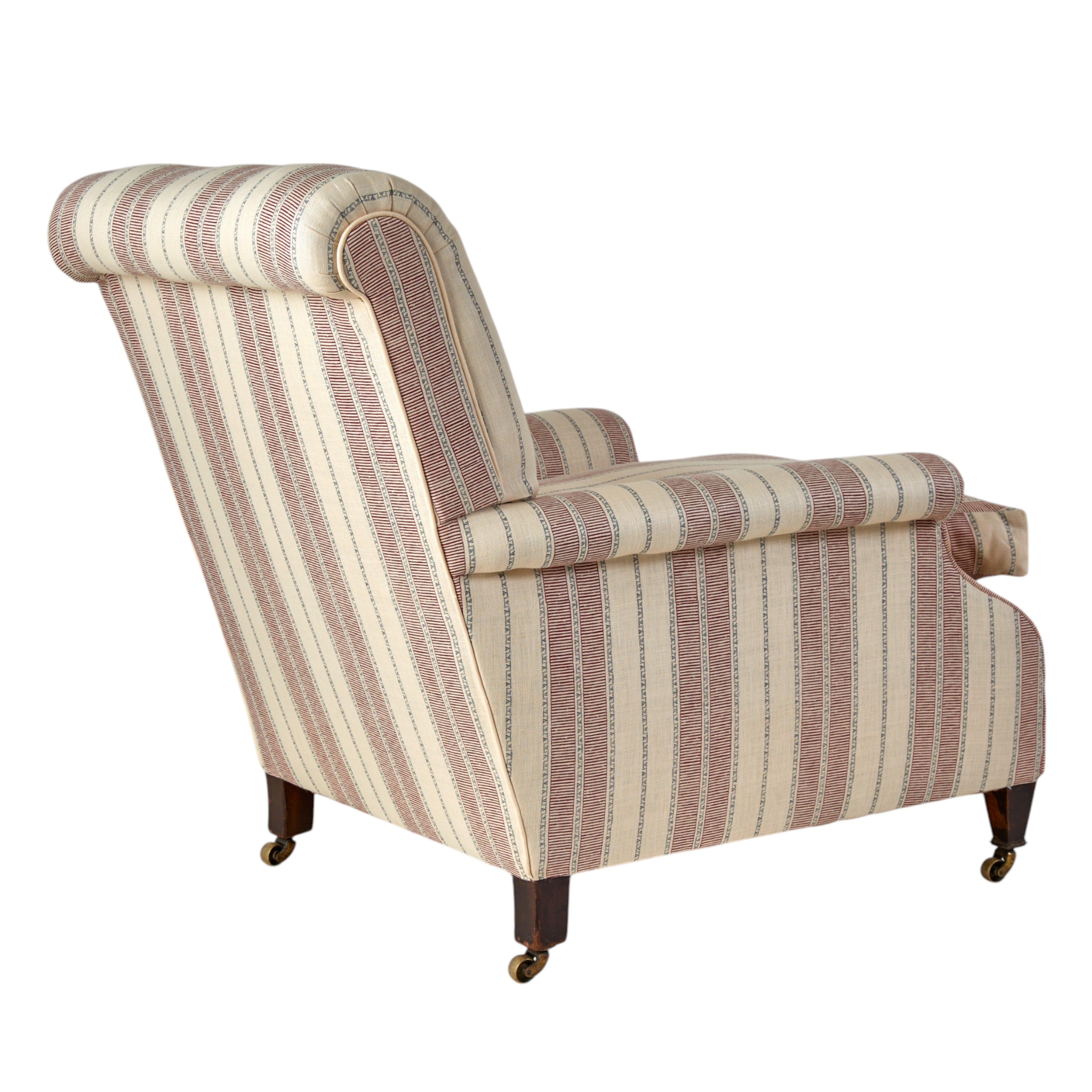 A 19th Century Armchair upholstered in Flora Soames Sifnos linen in Garnet