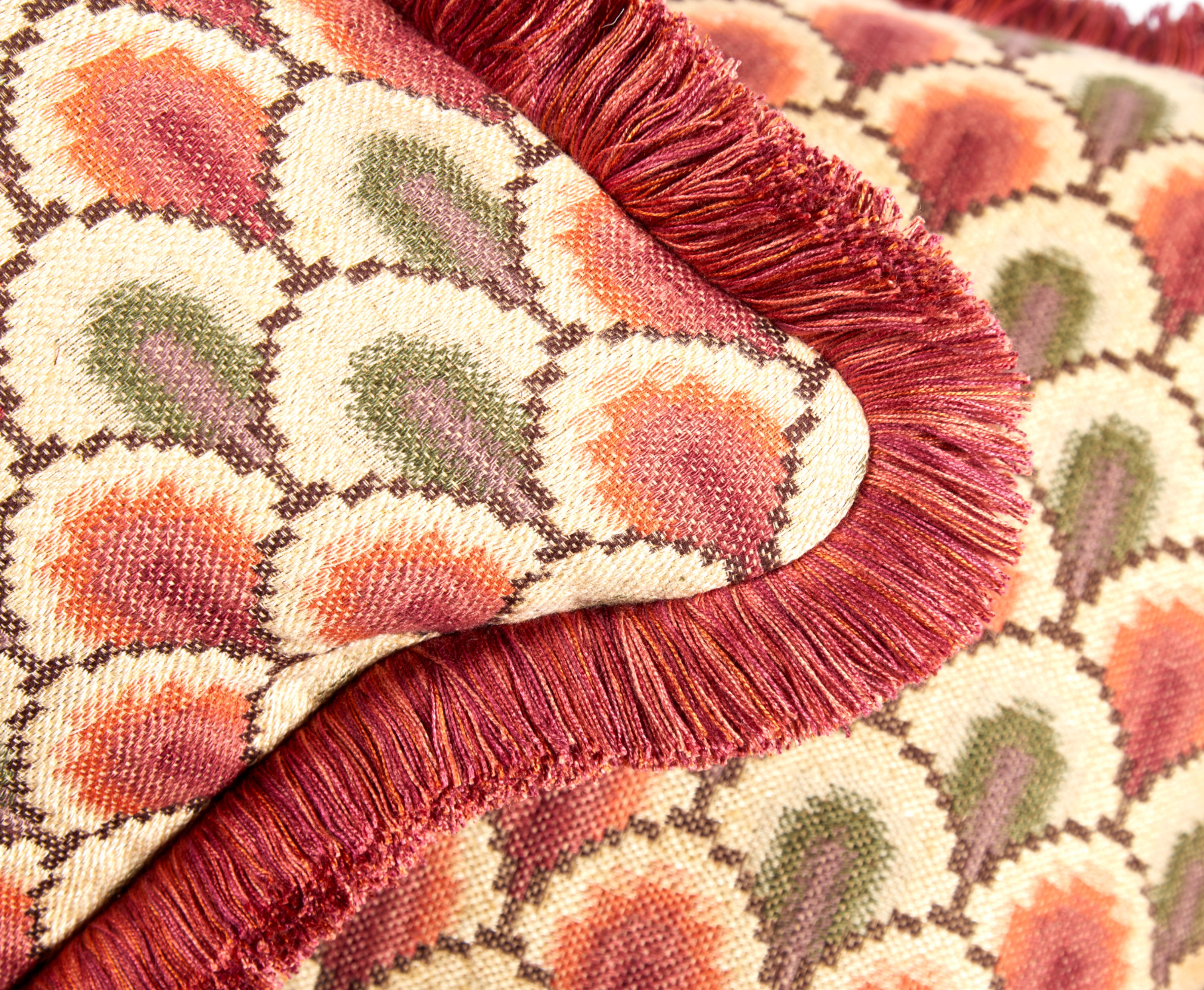 Walsingham Weave Ochre Cushion with a Brush Fringe