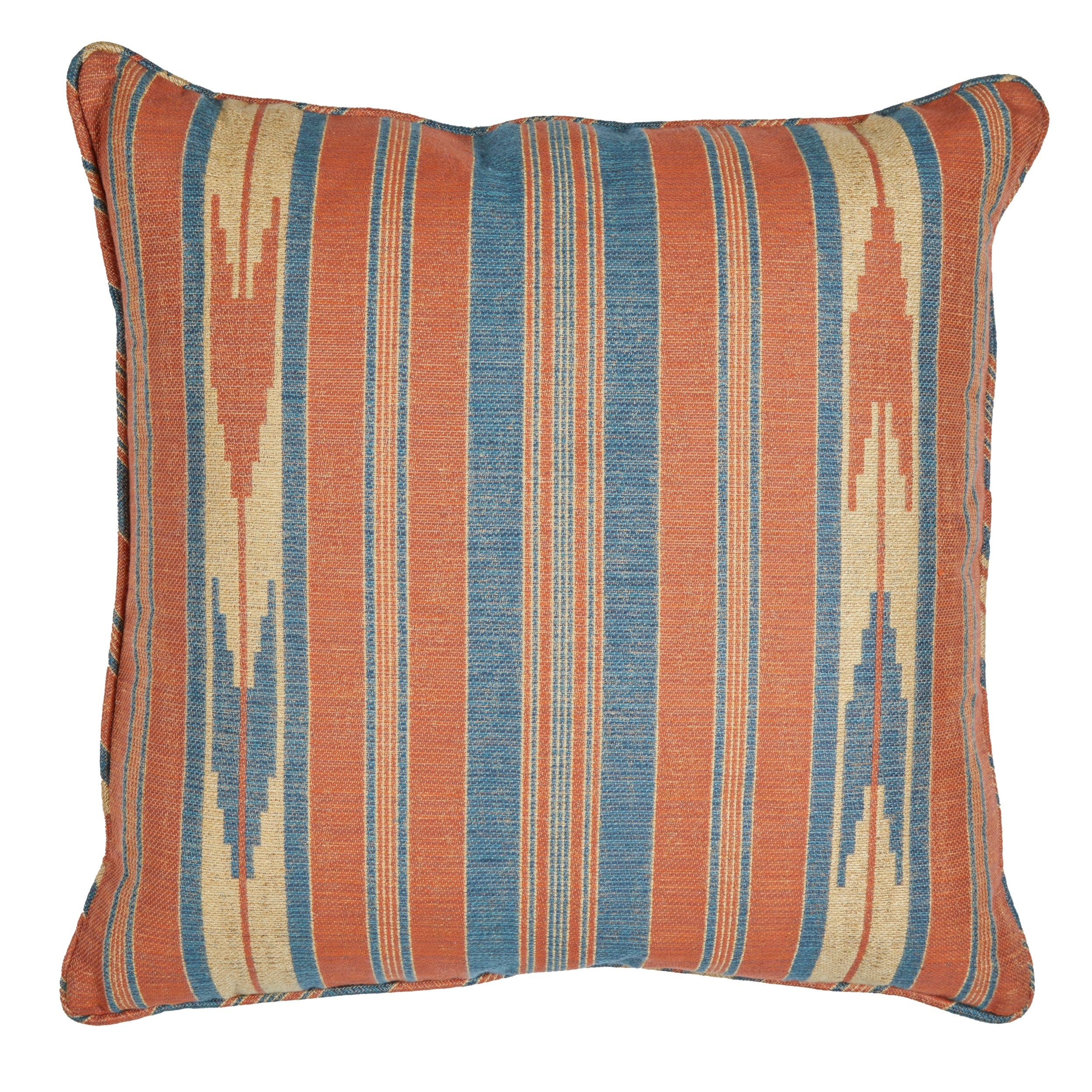 Oulton Stripe Clementine Square Cushion with Self Piping