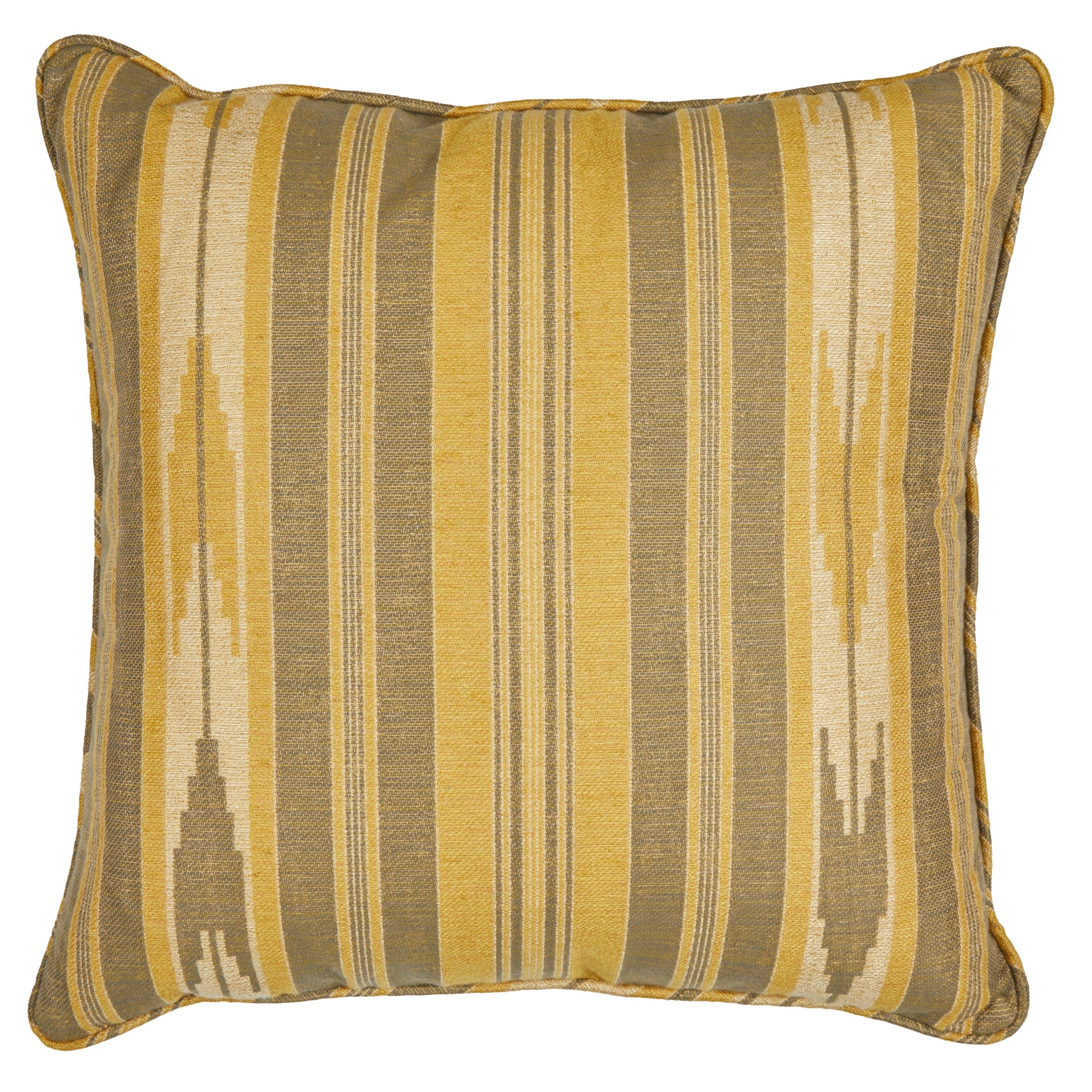Oulton Stripe Citrine Cushion with Self Piping